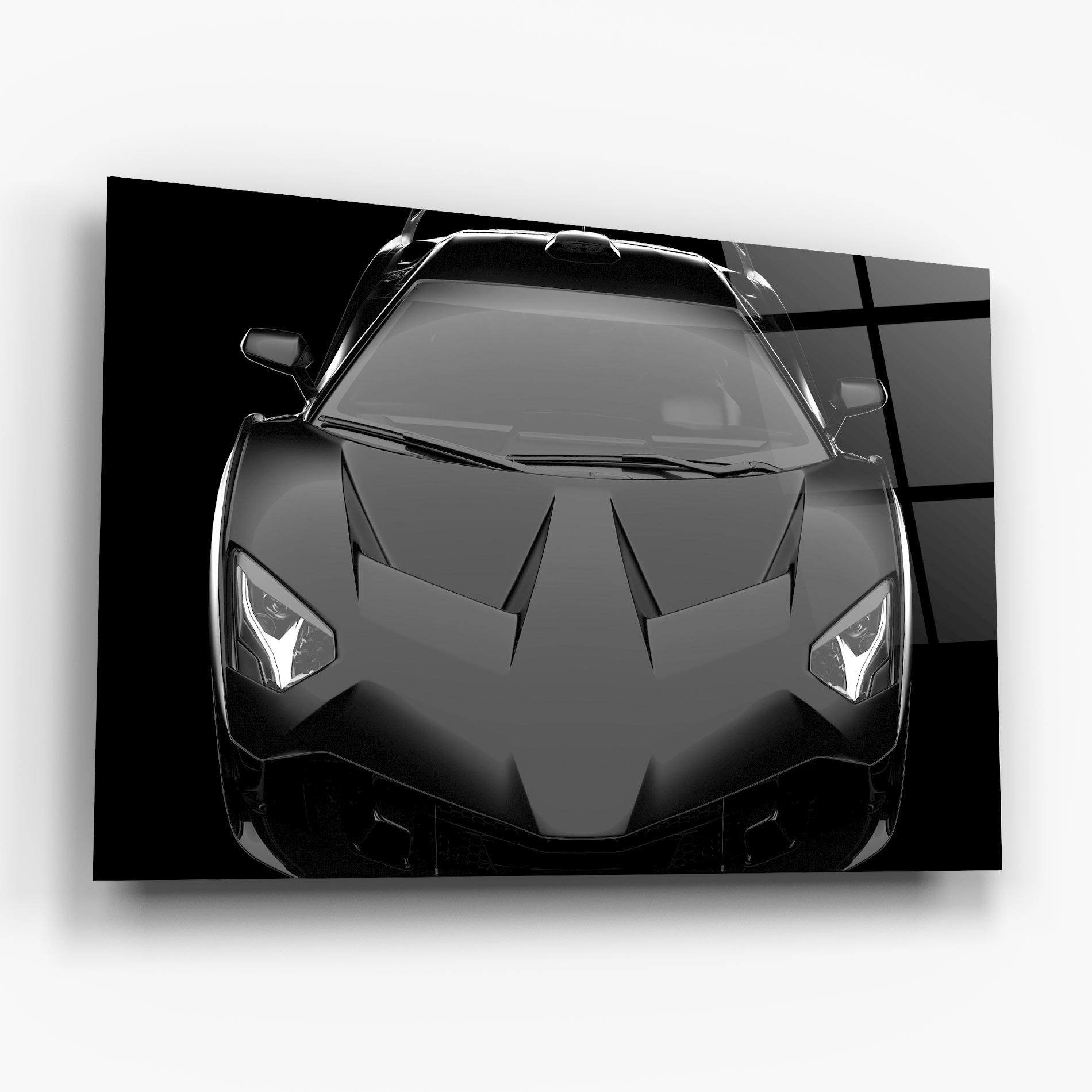 Стъклена картина Black Matte Lambo mockup 6