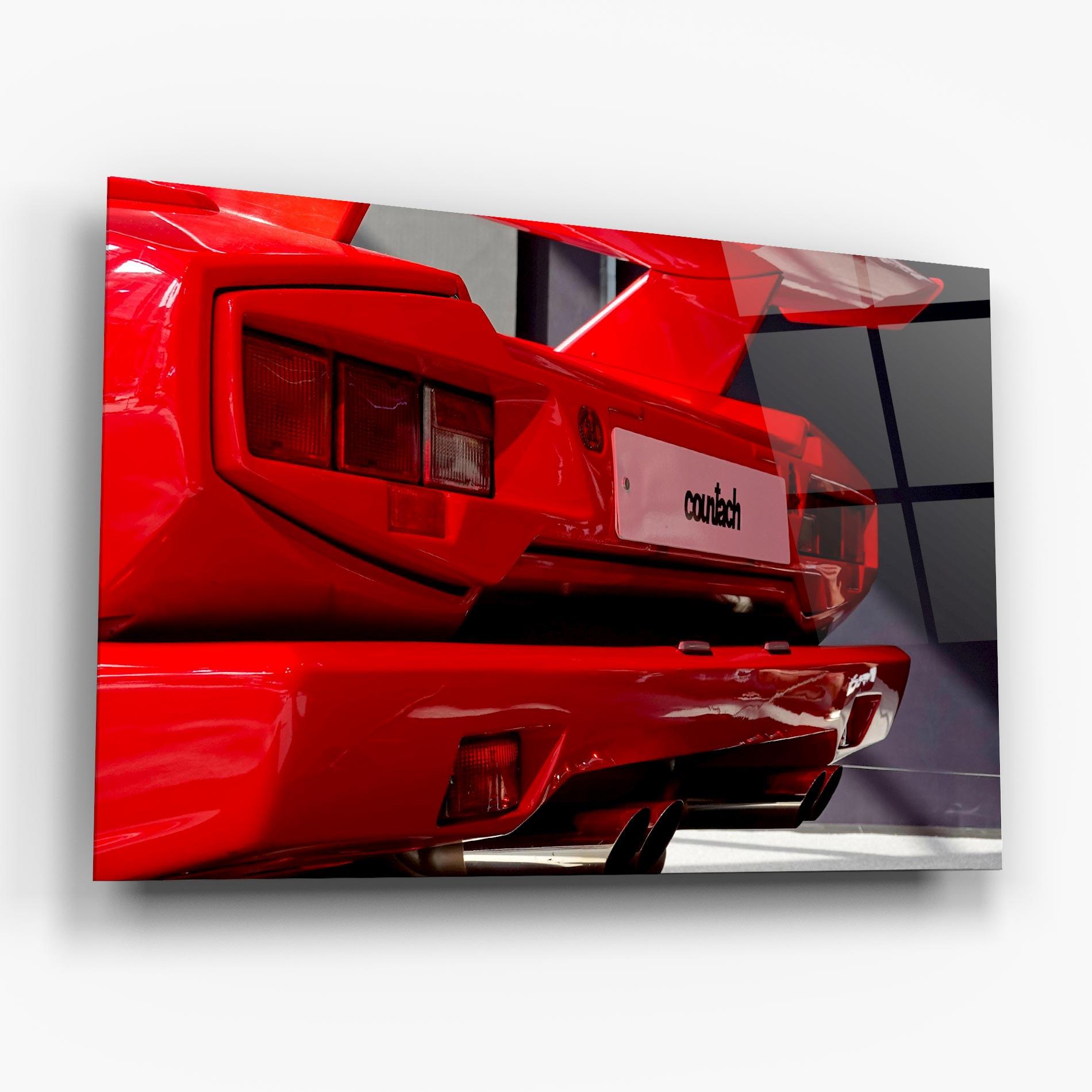 Стъклена картина Red Rear Countach mockup 6