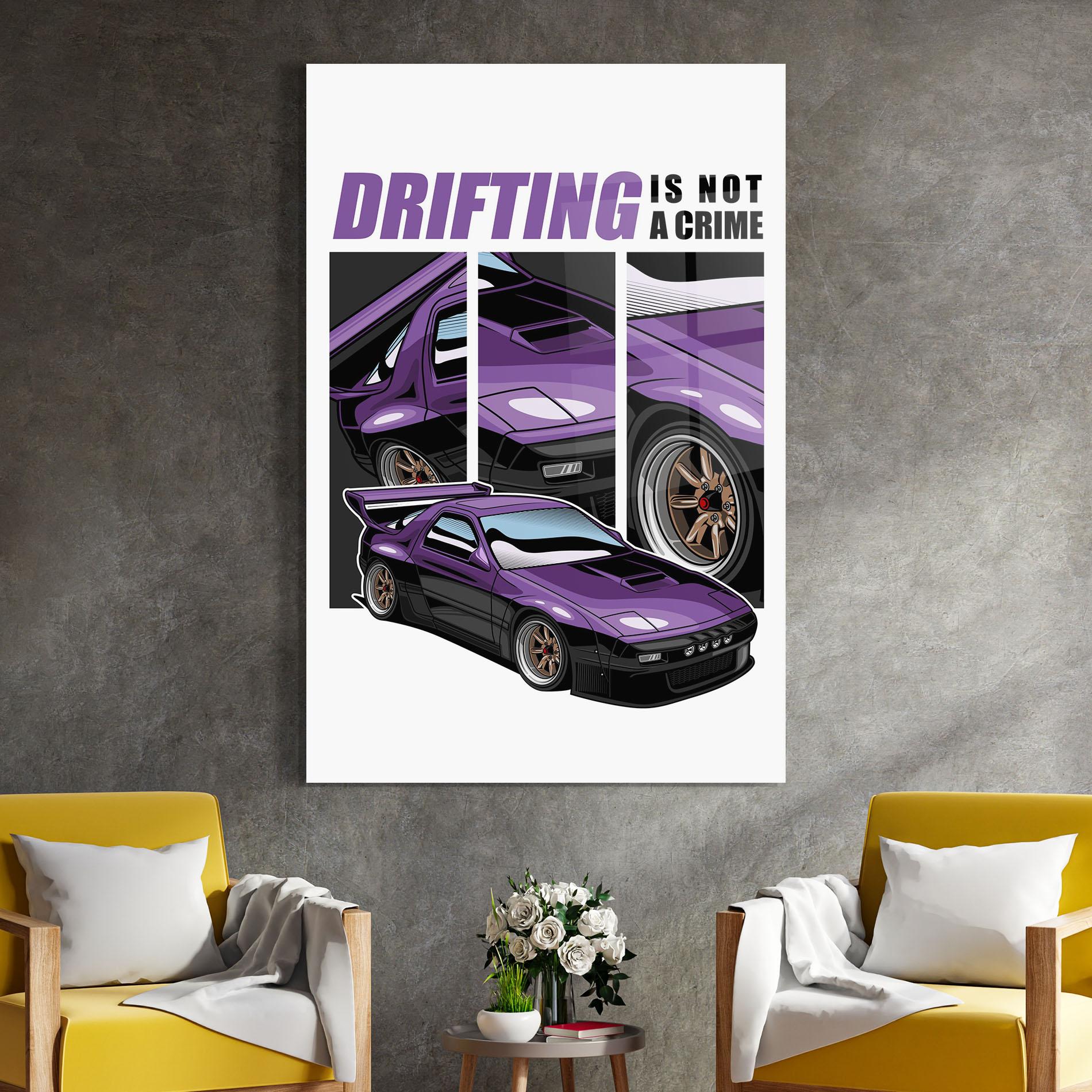 Стъклена картина Drift Purple Car mockup 4