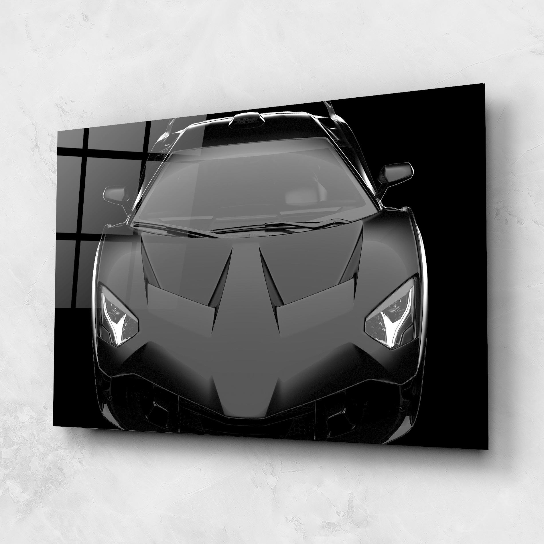 Стъклена картина Black Matte Lambo mockup 1