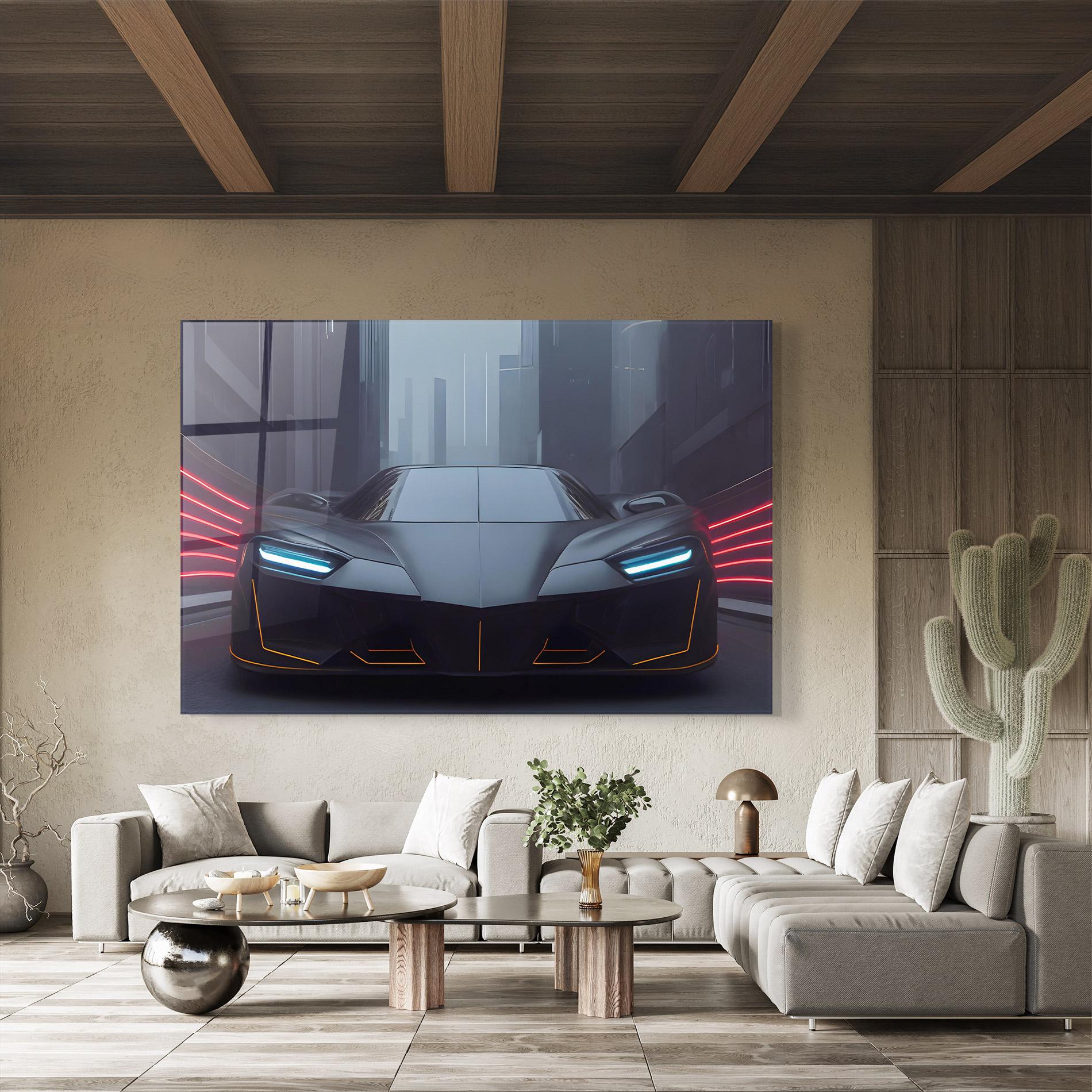 Стъклена картина Back Futuristic Hypercar mockup 8