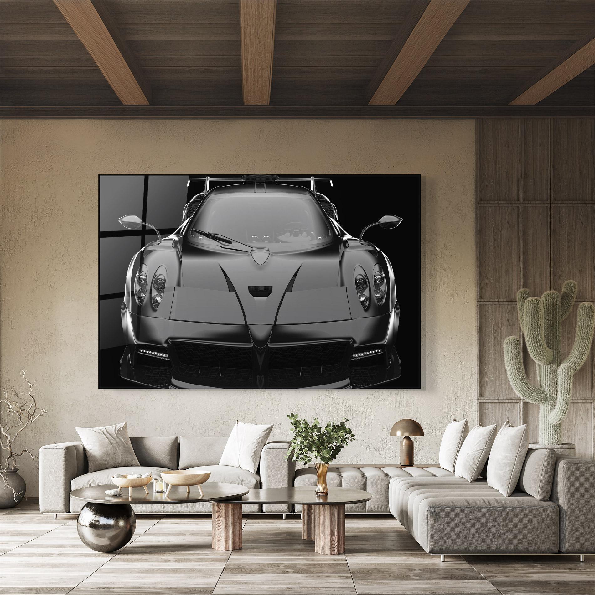Стъклена картина Black Matte Pagani mockup 8