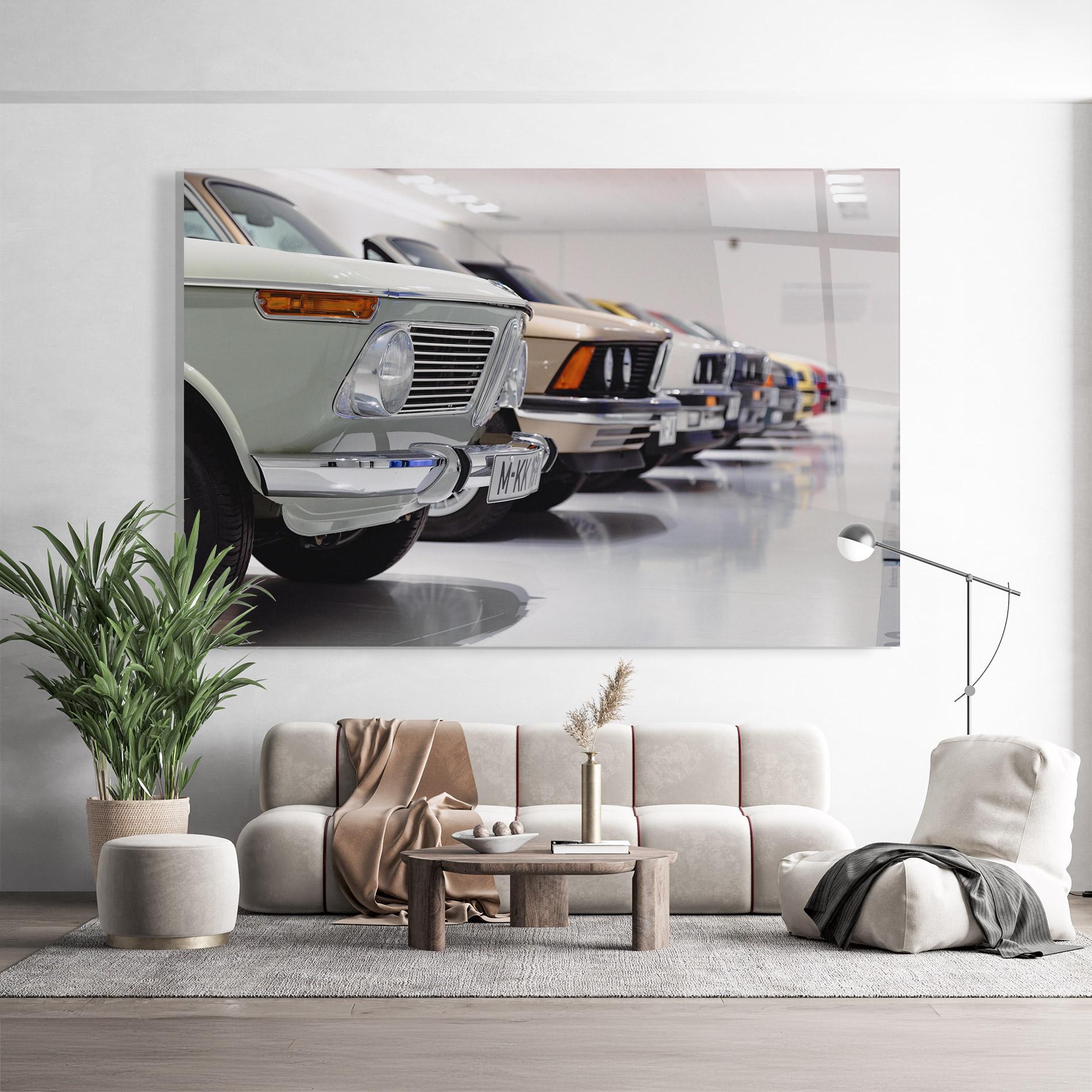 Стъклена картина Vintage Cream Cars mockup 9