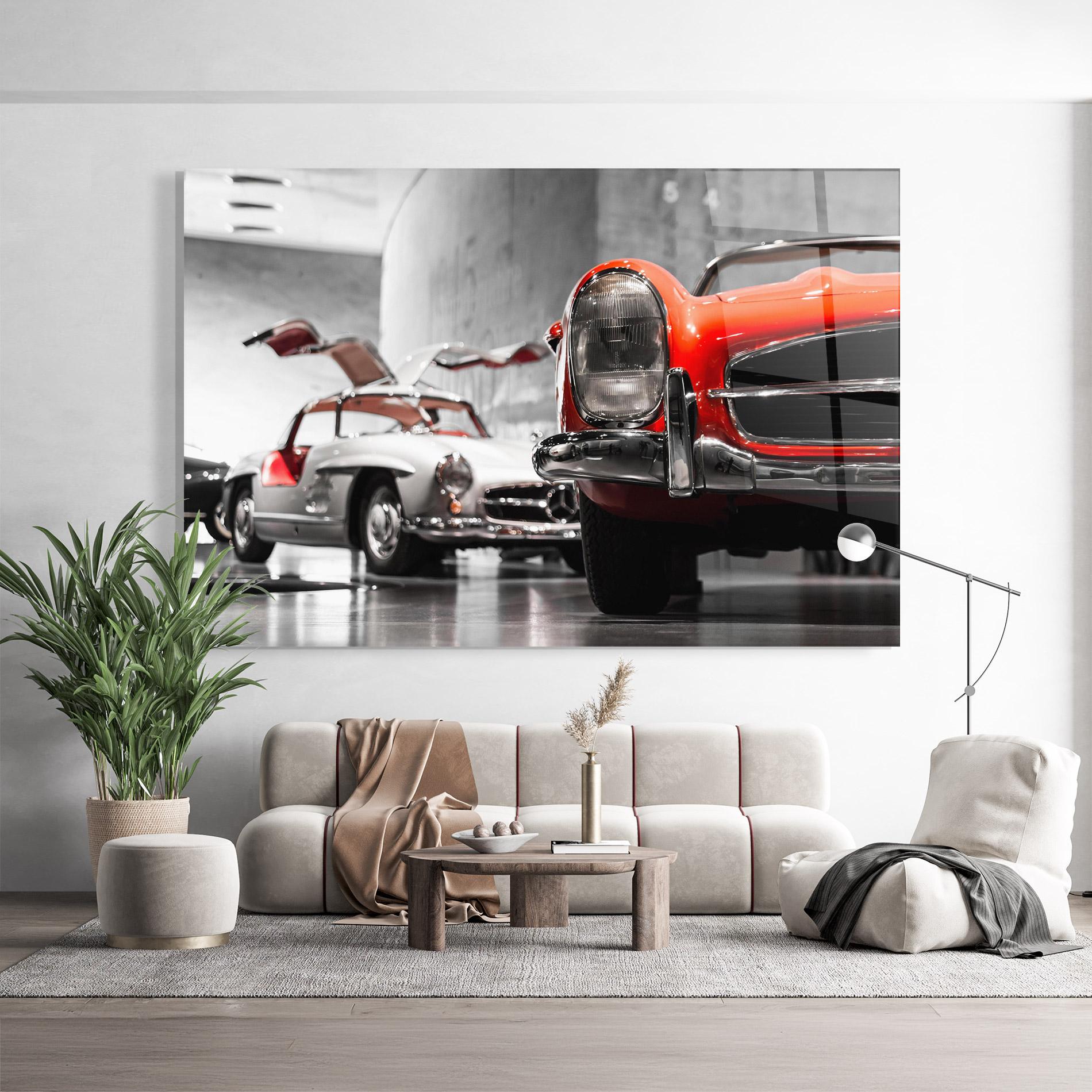 Стъклена картина Vintage Red White mockup 9