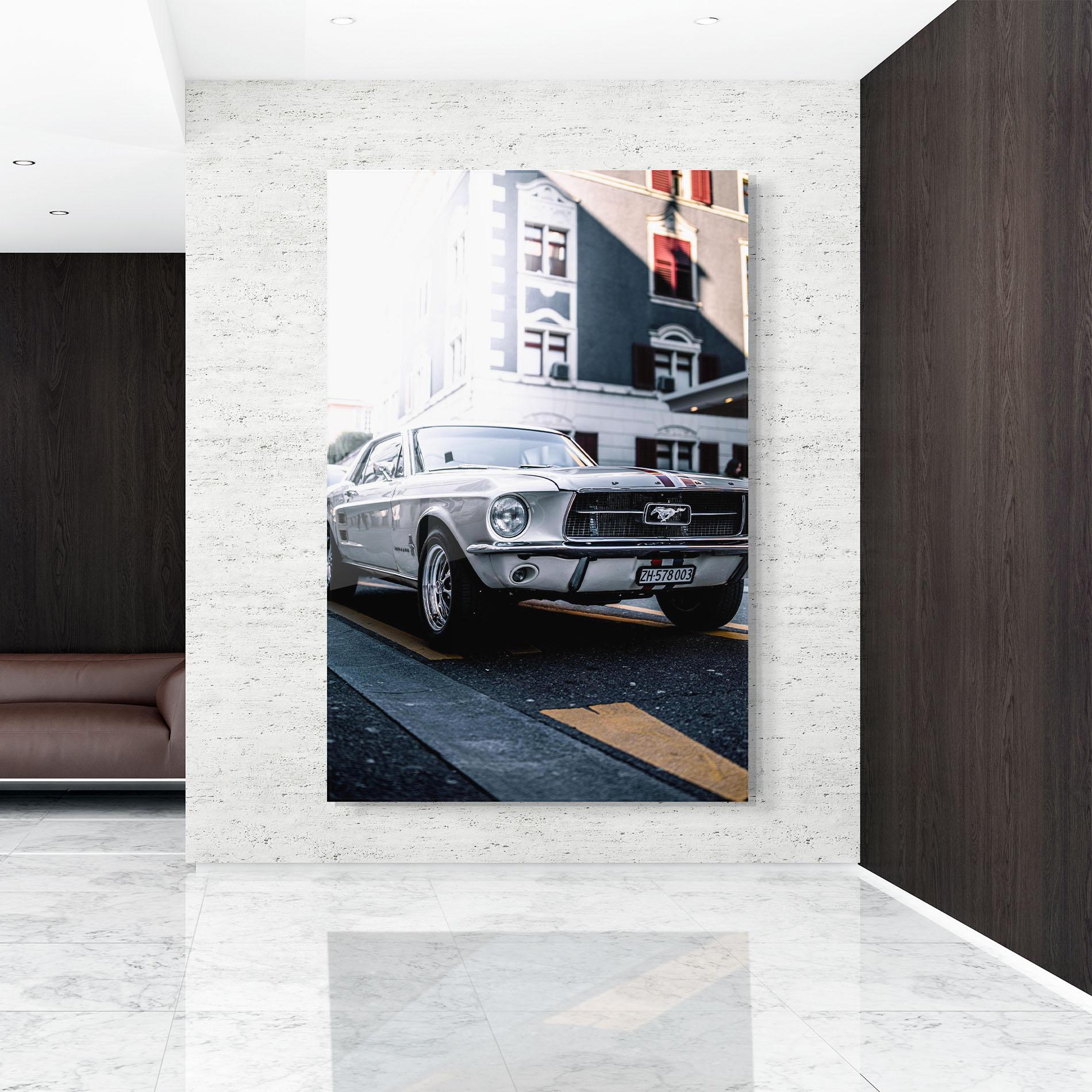 Стъклена картина Vintage White Car mockup 9