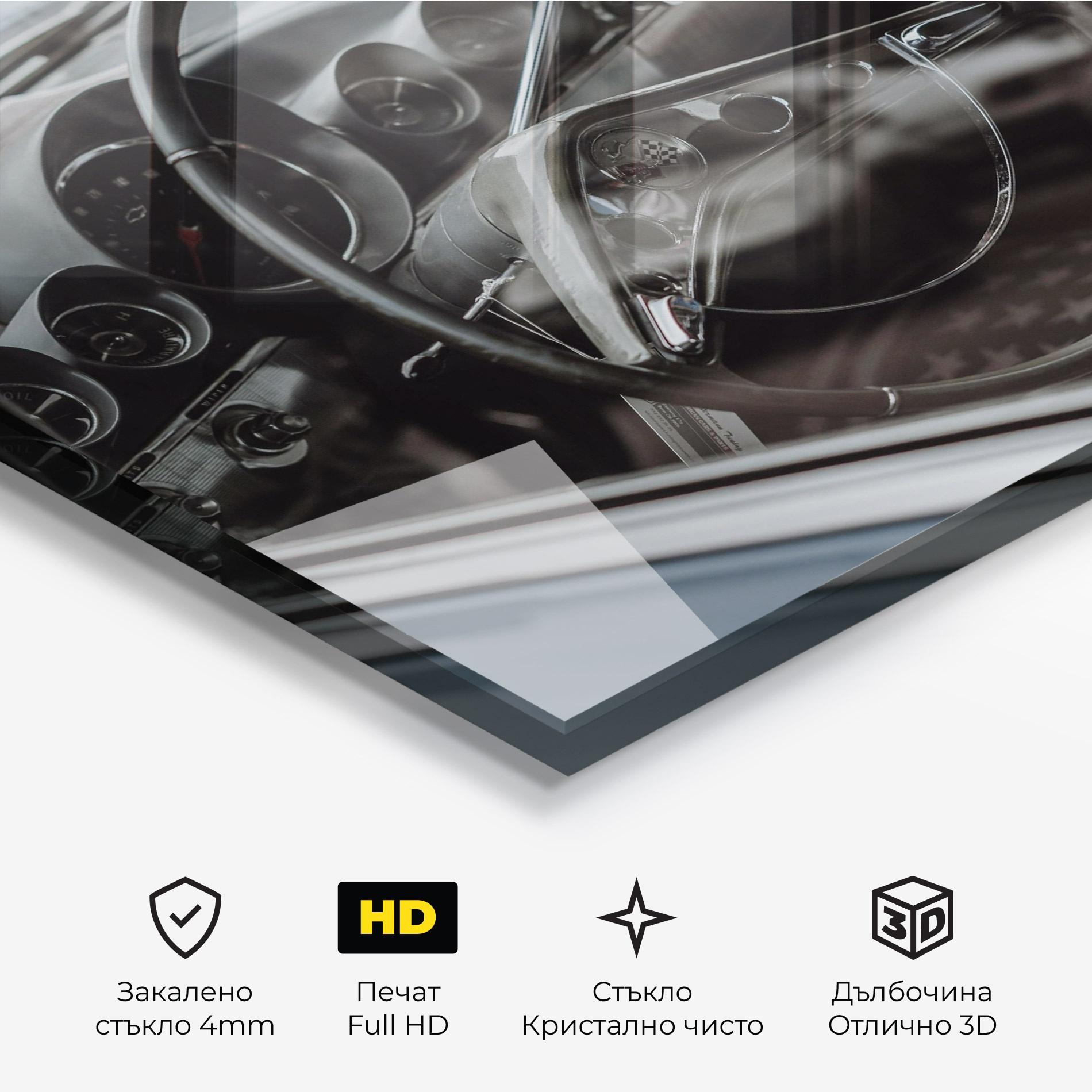 Стъклена картина Black Steering Wheel mockup 3