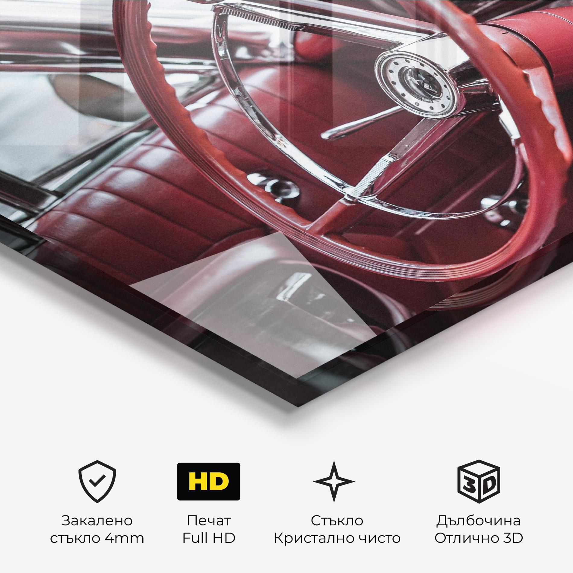 Стъклена картина Red Steering Wheel mockup 3