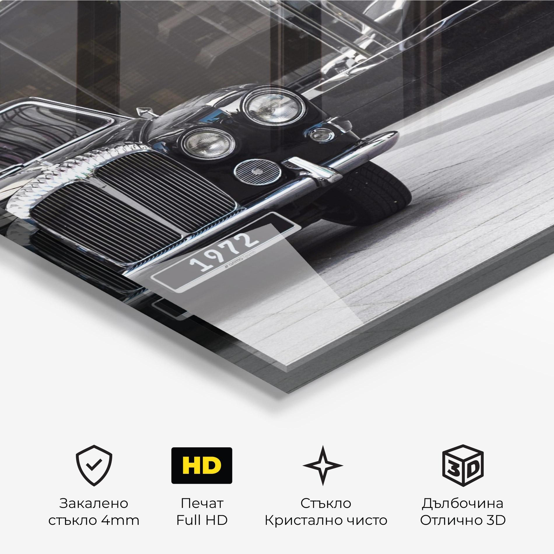 Стъклена картина Vintage Black Car mockup 3