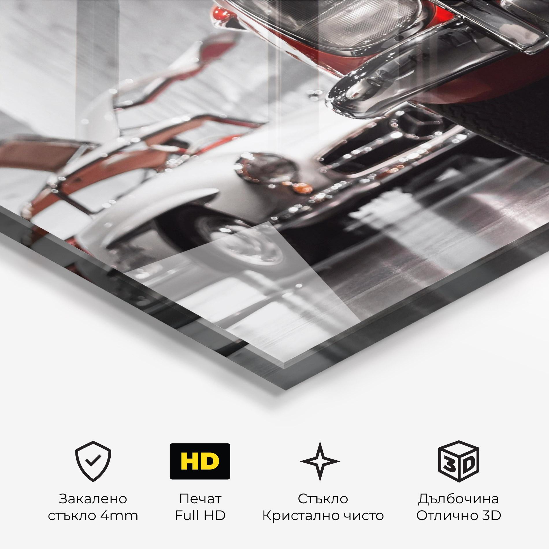 Стъклена картина Vintage Red White mockup 3