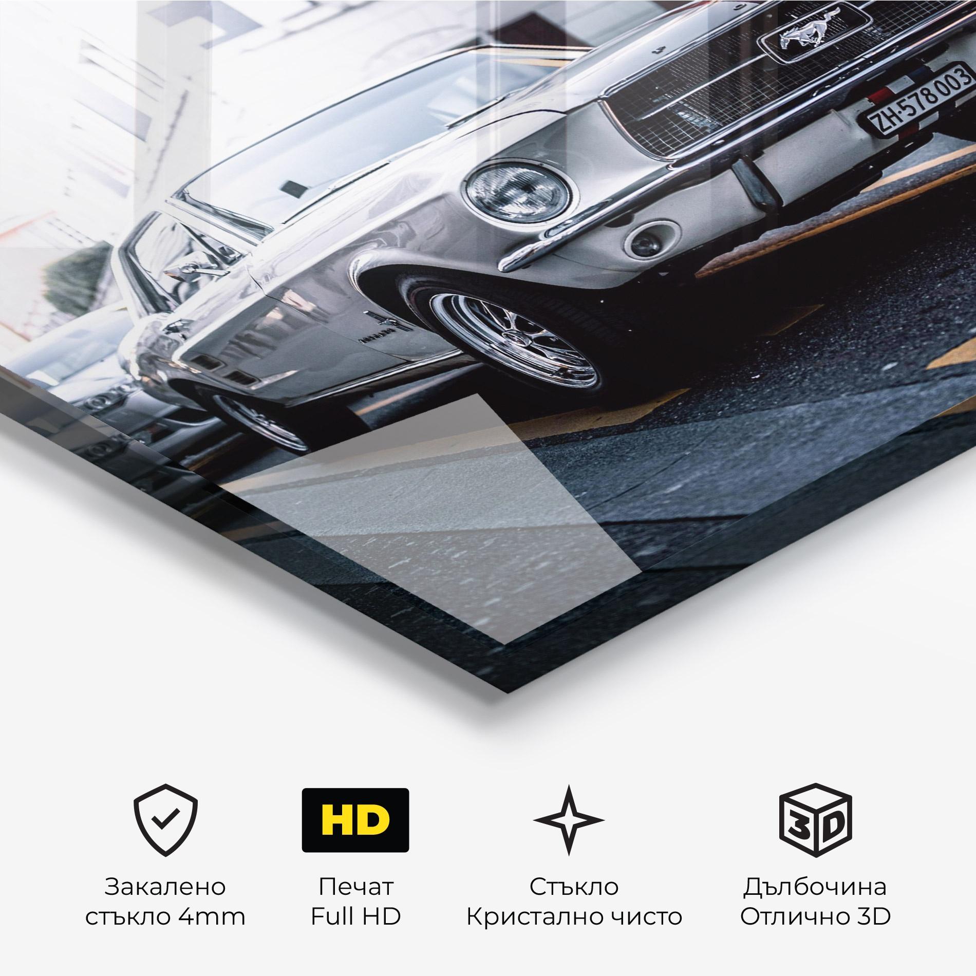 Стъклена картина Vintage White Car mockup 3