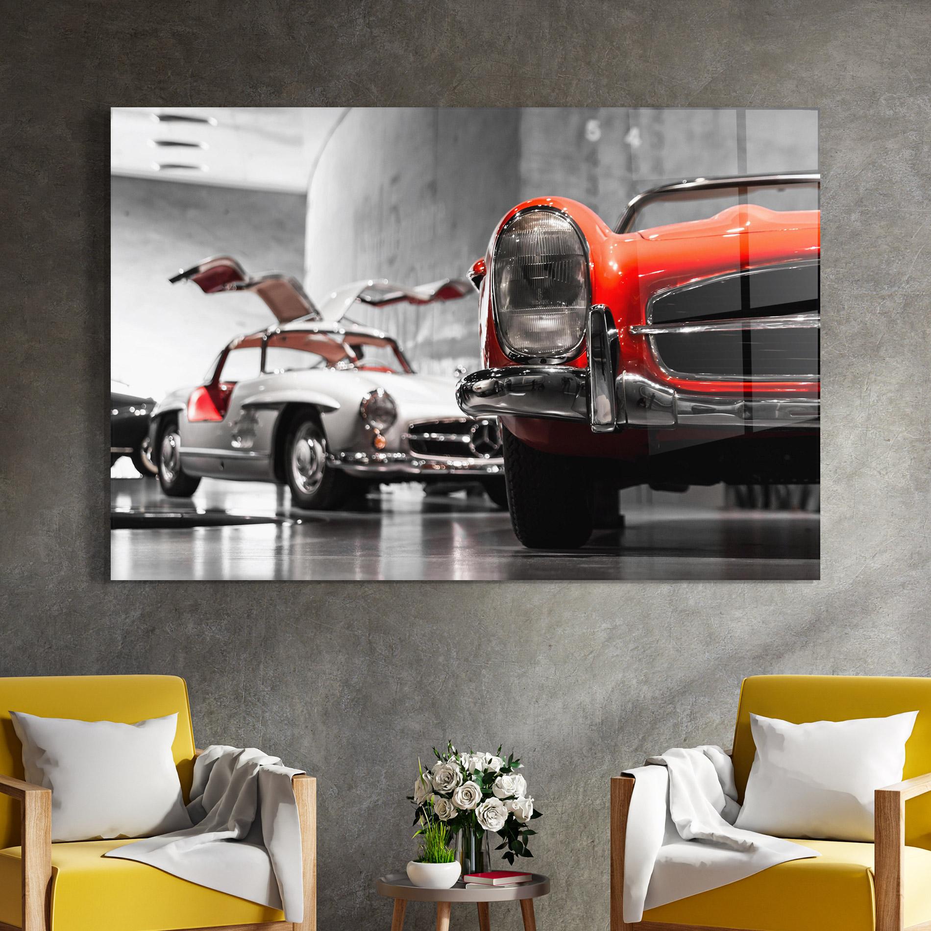 Стъклена картина Vintage Red White mockup 4