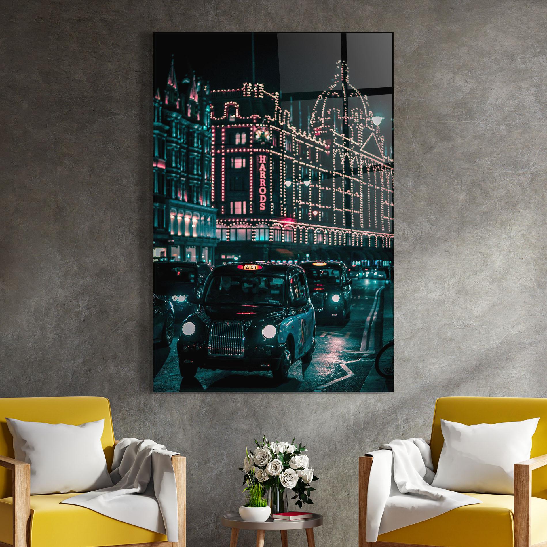 Стъклена картина City Lights Car mockup 4