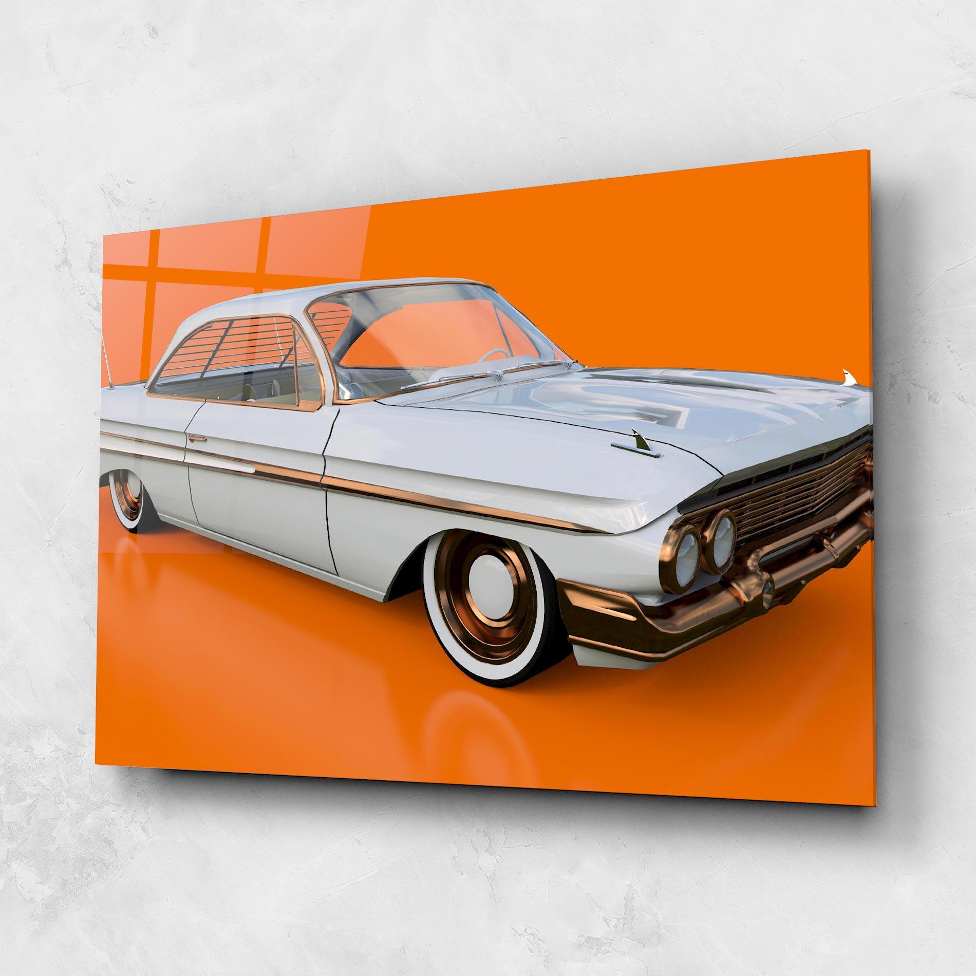 Стъклена картина Old American Car mockup 1