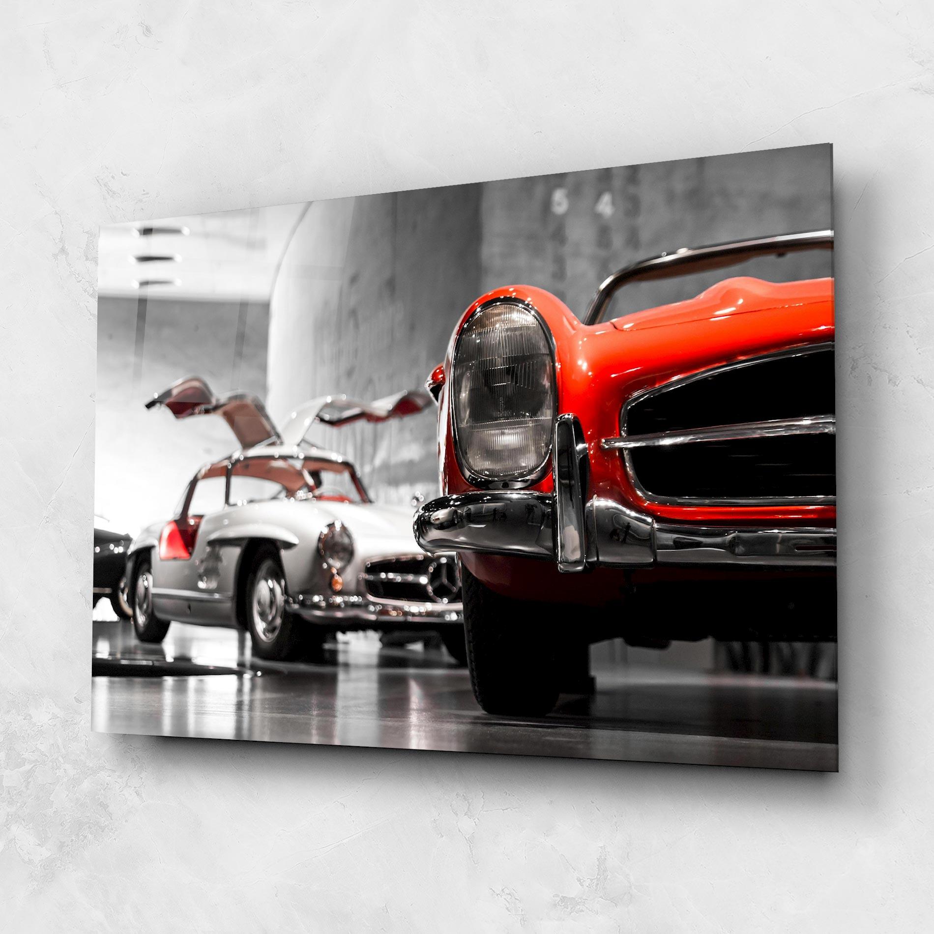 Стъклена картина Vintage Red White mockup 1