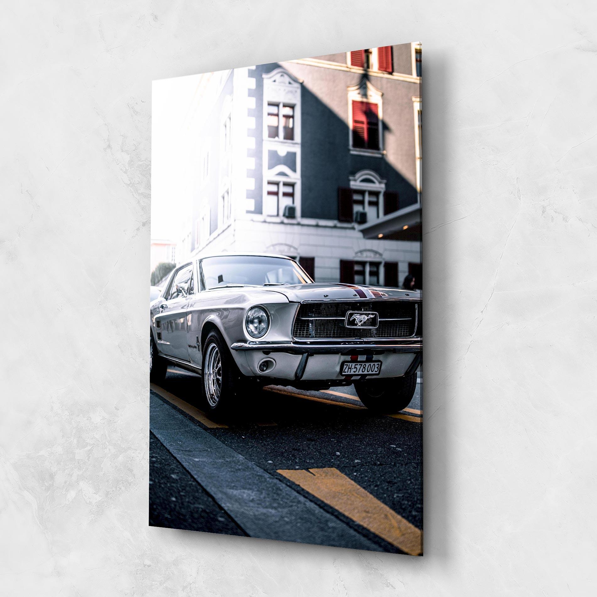 Стъклена картина Vintage White Car mockup 1
