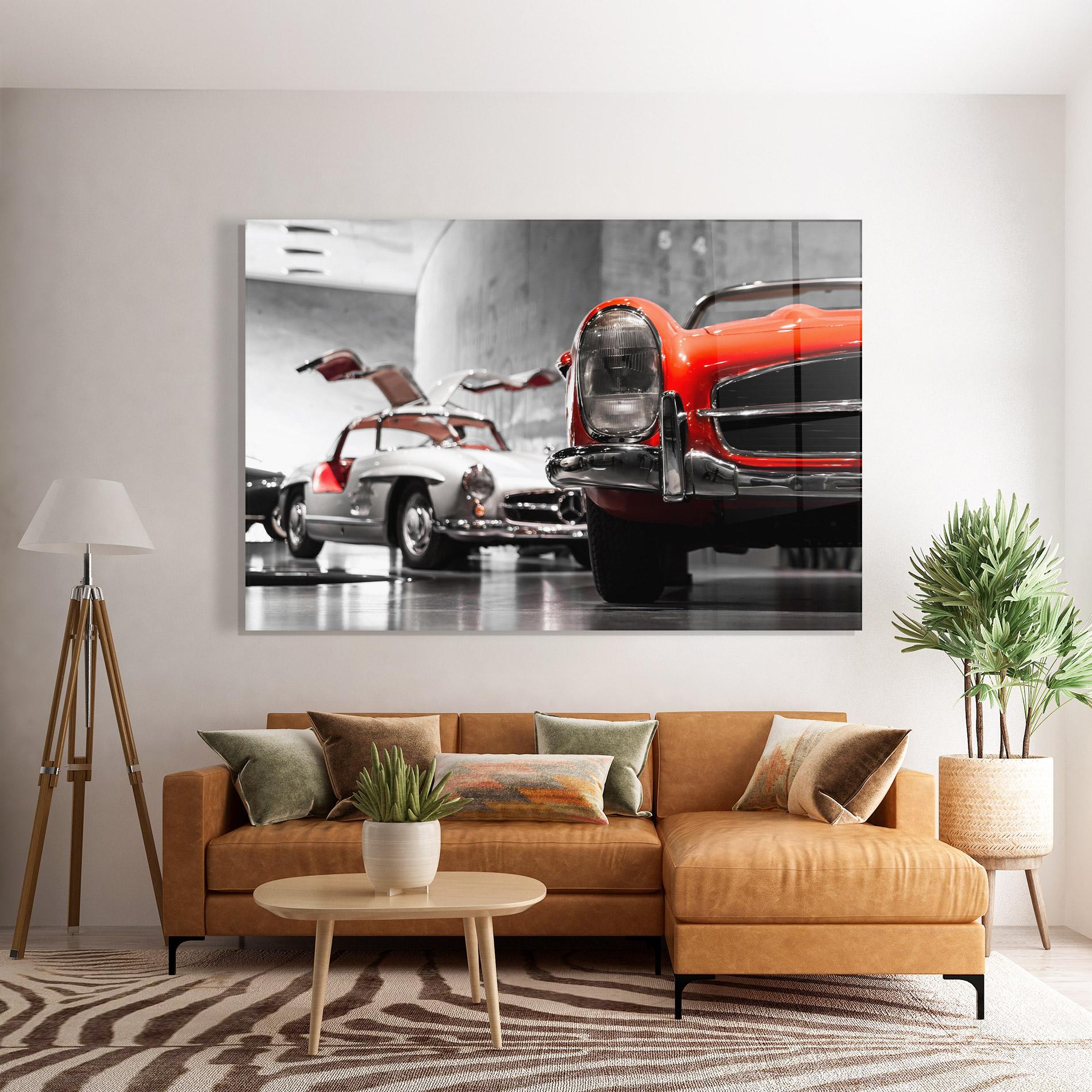 Стъклена картина Vintage Red White mockup 7