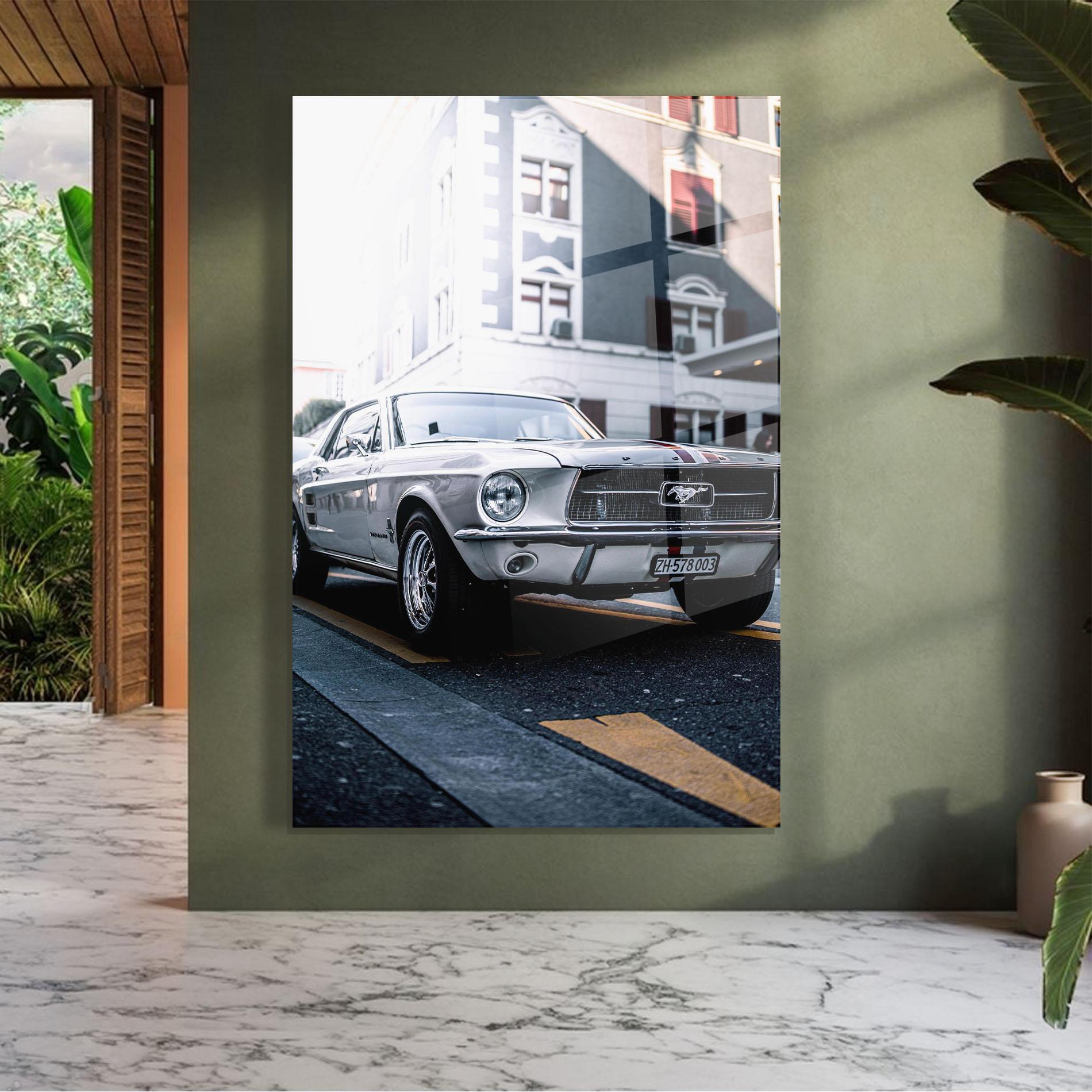 Стъклена картина Vintage White Car mockup 7
