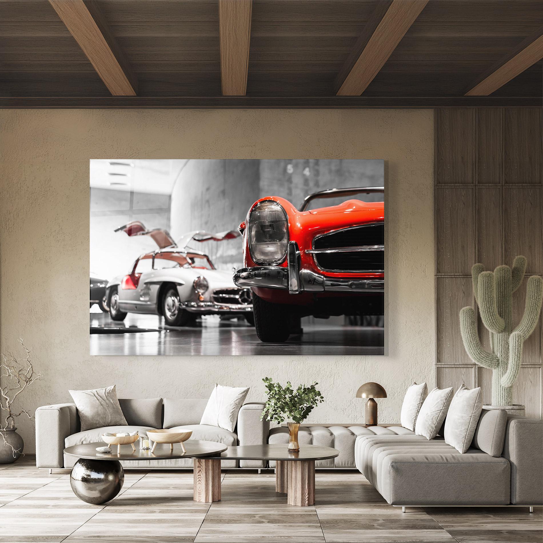 Стъклена картина Vintage Red White mockup 8