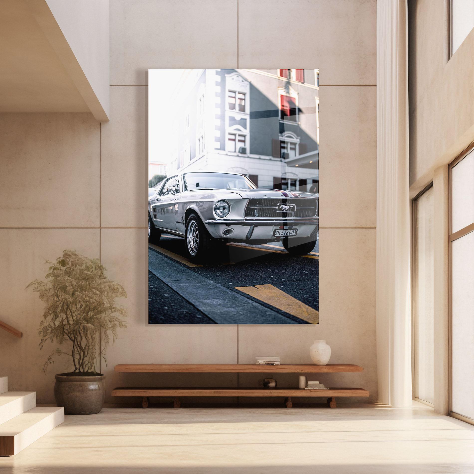 Стъклена картина Vintage White Car mockup 8