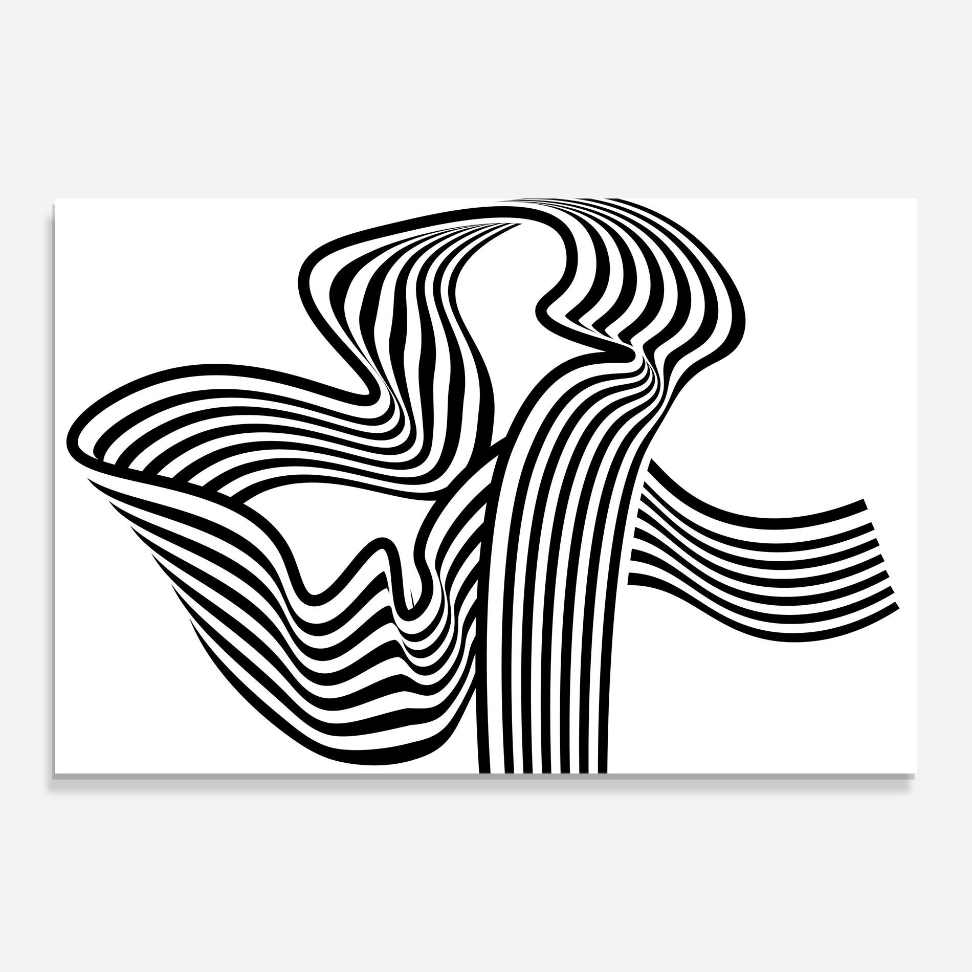 Стъклена картина Black White Wave mockup 0