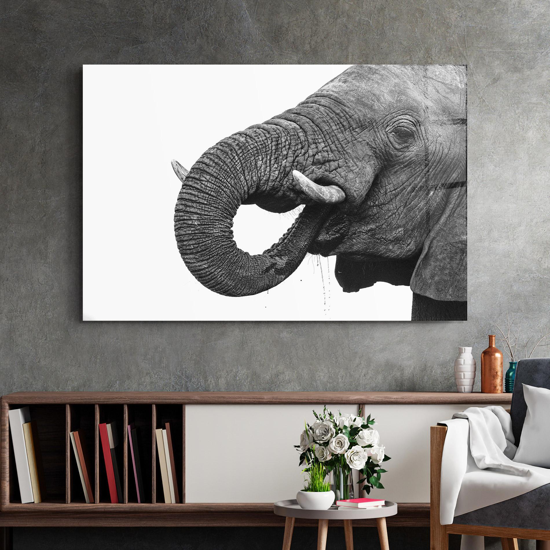 Стъклена картина Elephant Drinking mockup 2