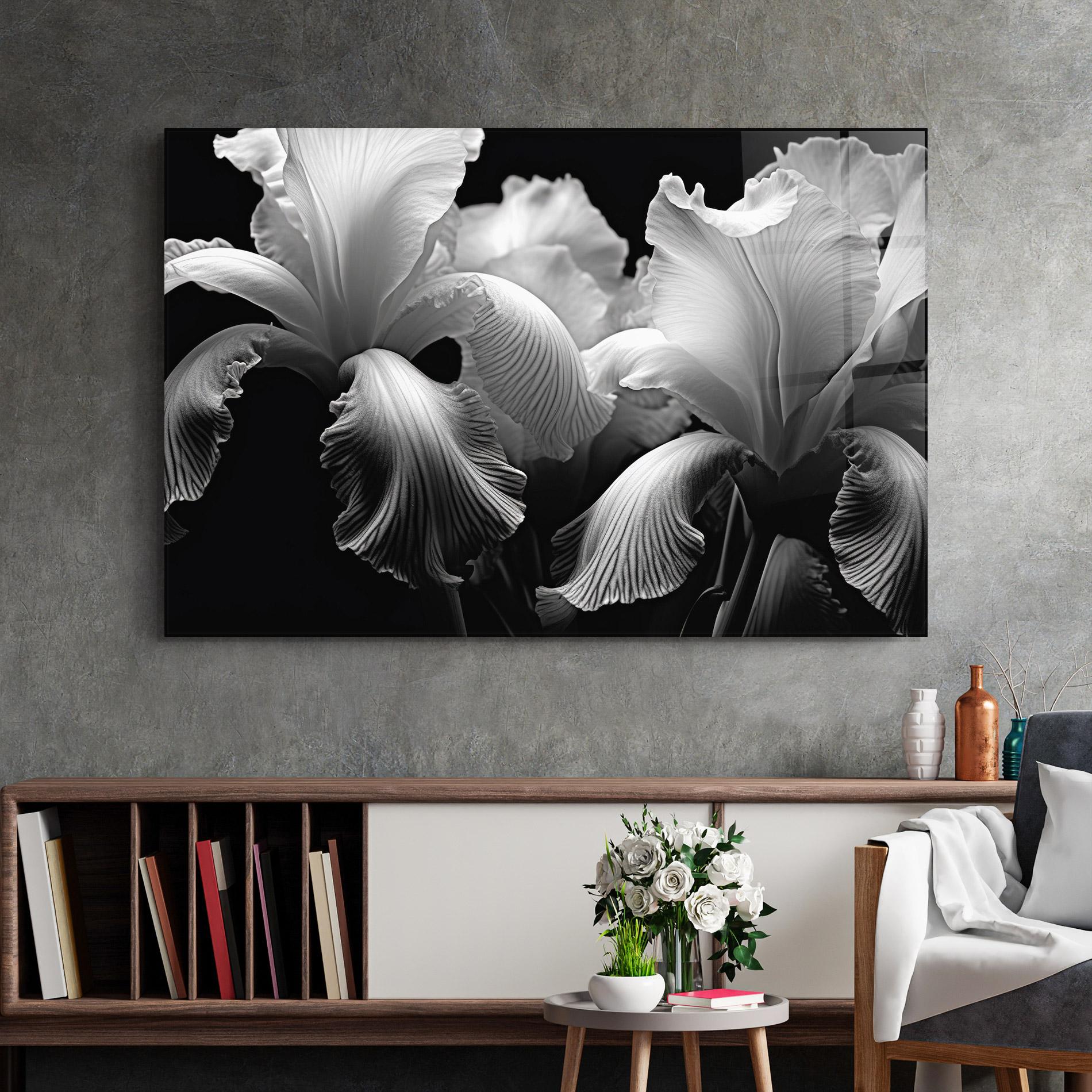 Стъклена картина Grey Iris Mix mockup 2