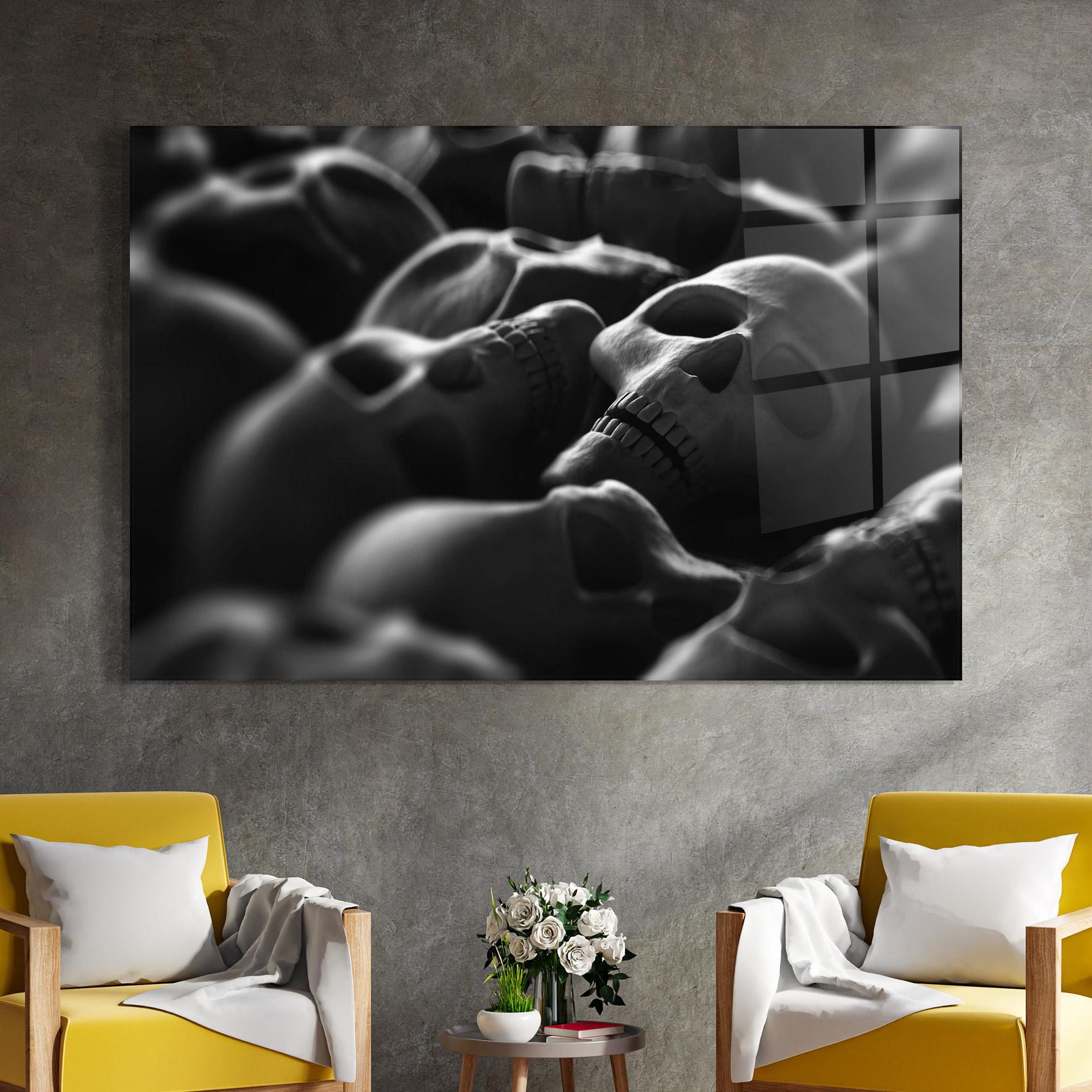 Стъклена картина Gray Human Skull mockup 4