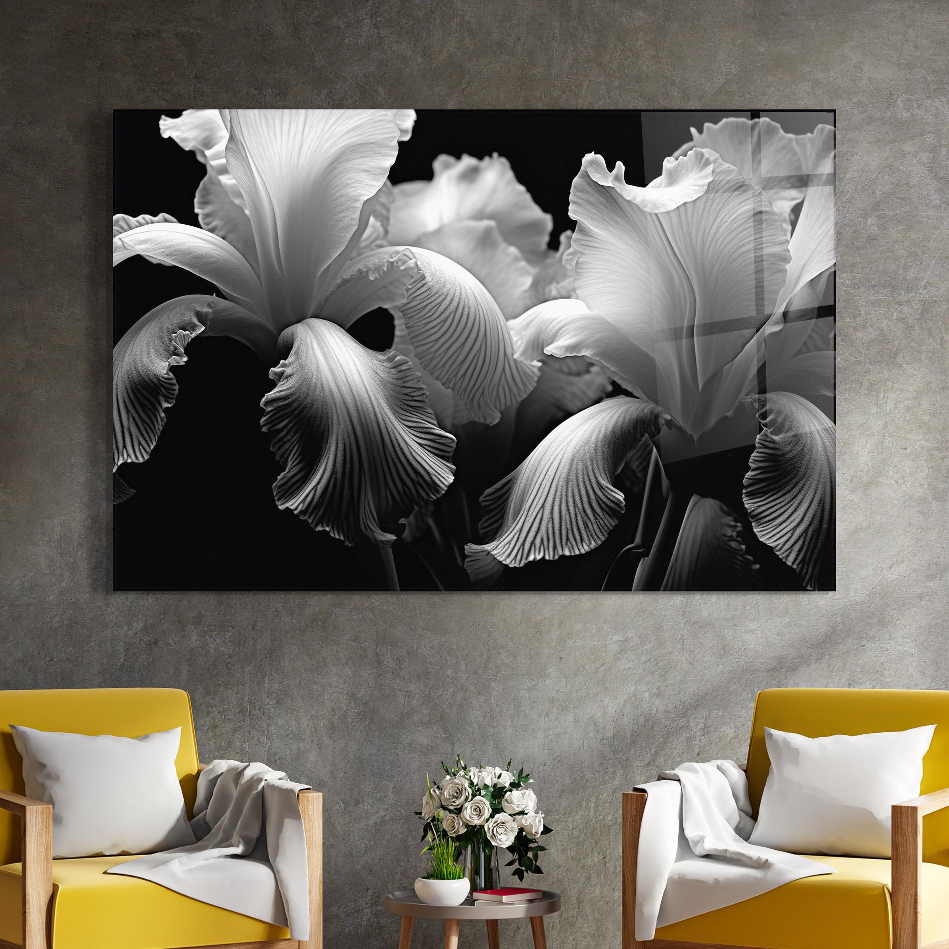 Стъклена картина Grey Iris Mix mockup 4
