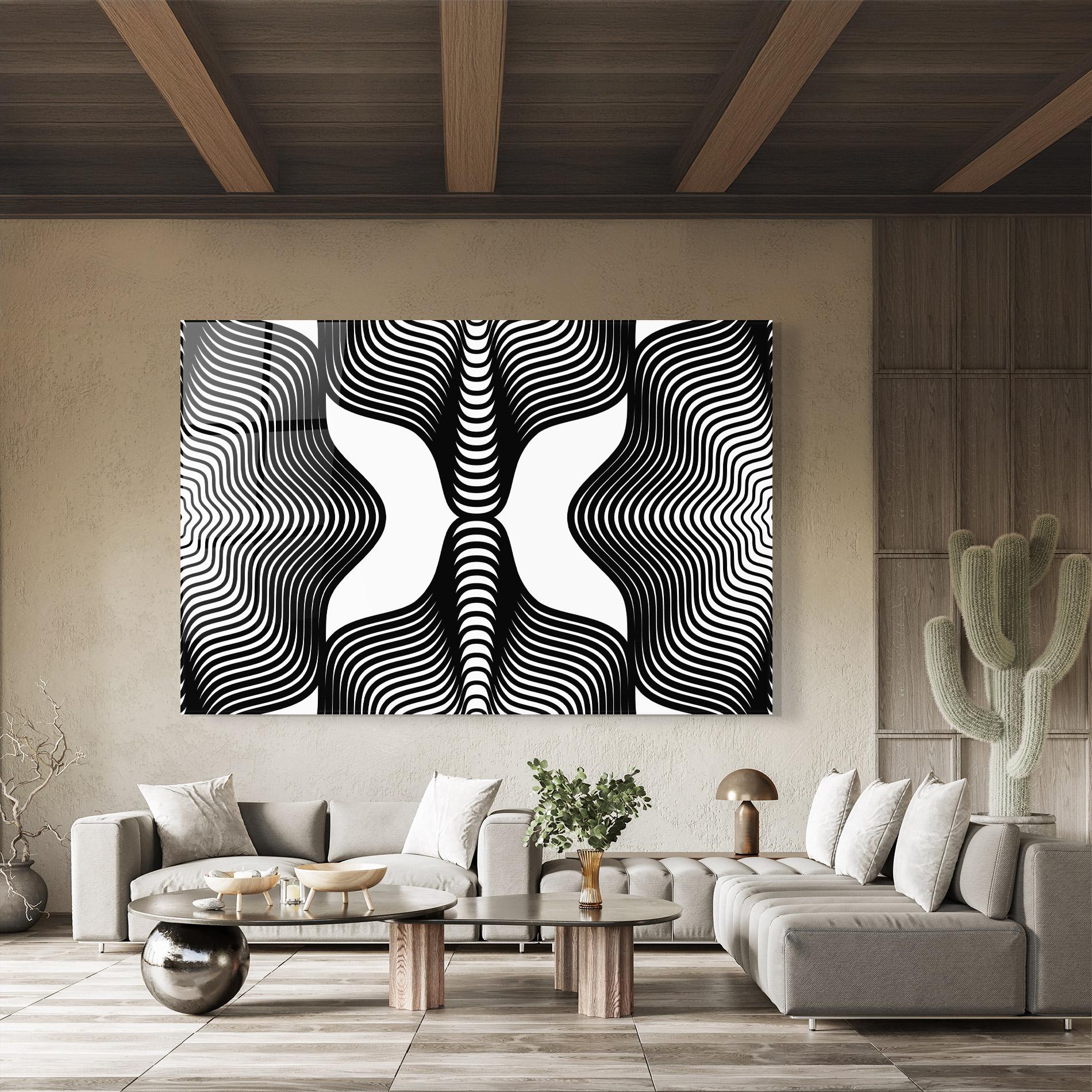 Стъклена картина Black Line Pattern mockup 8