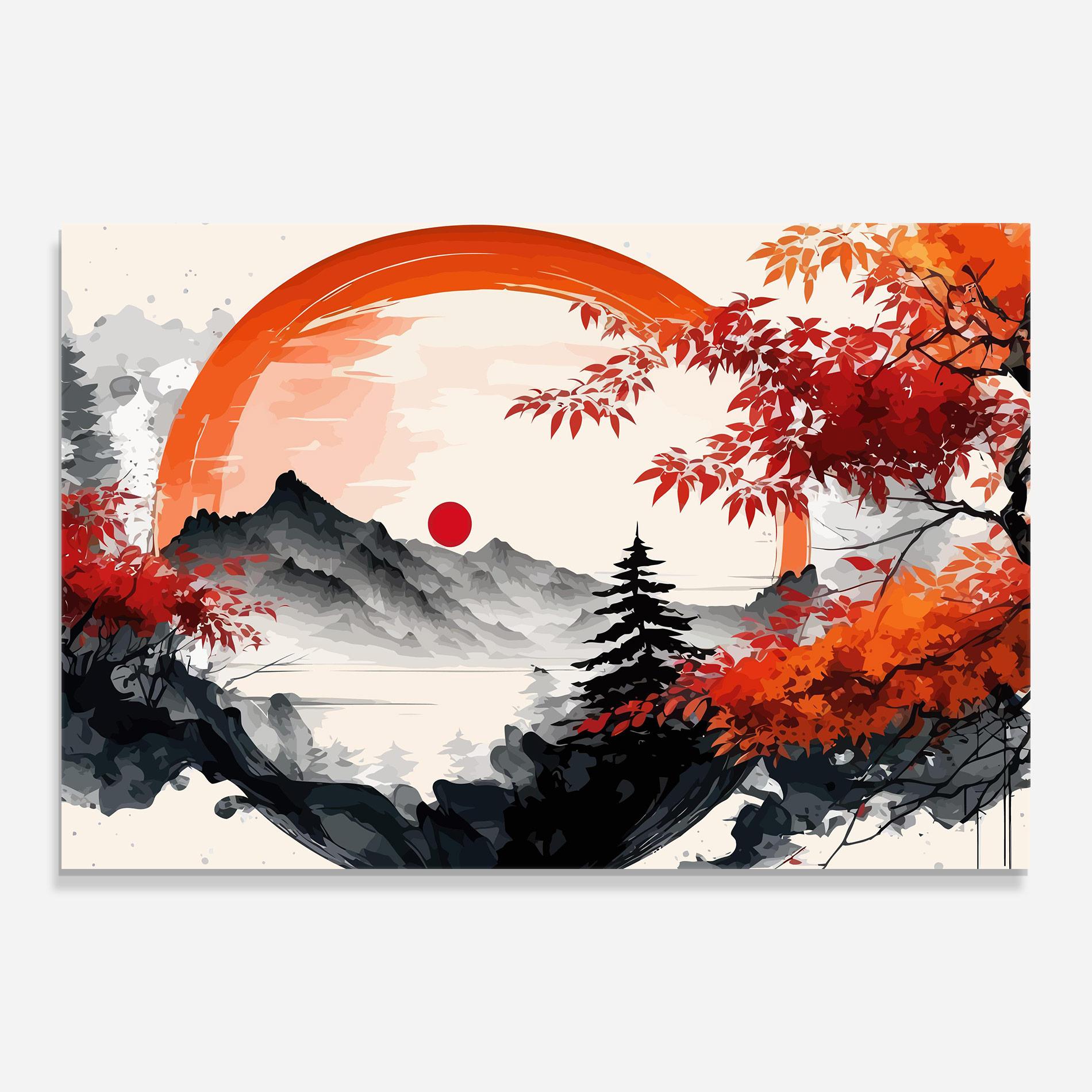 Стъклена картина Asiatic Grey Montain mockup 0