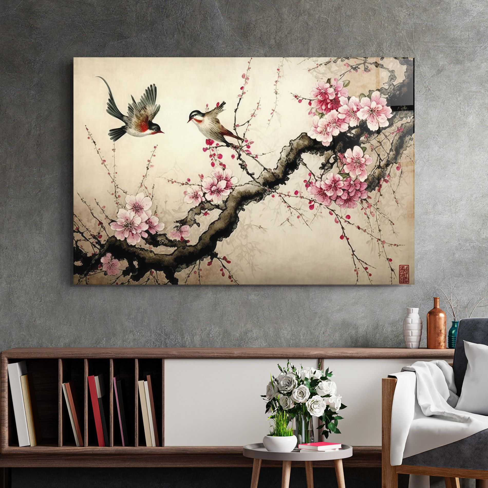 Cherry Blossom Birds mockup 2