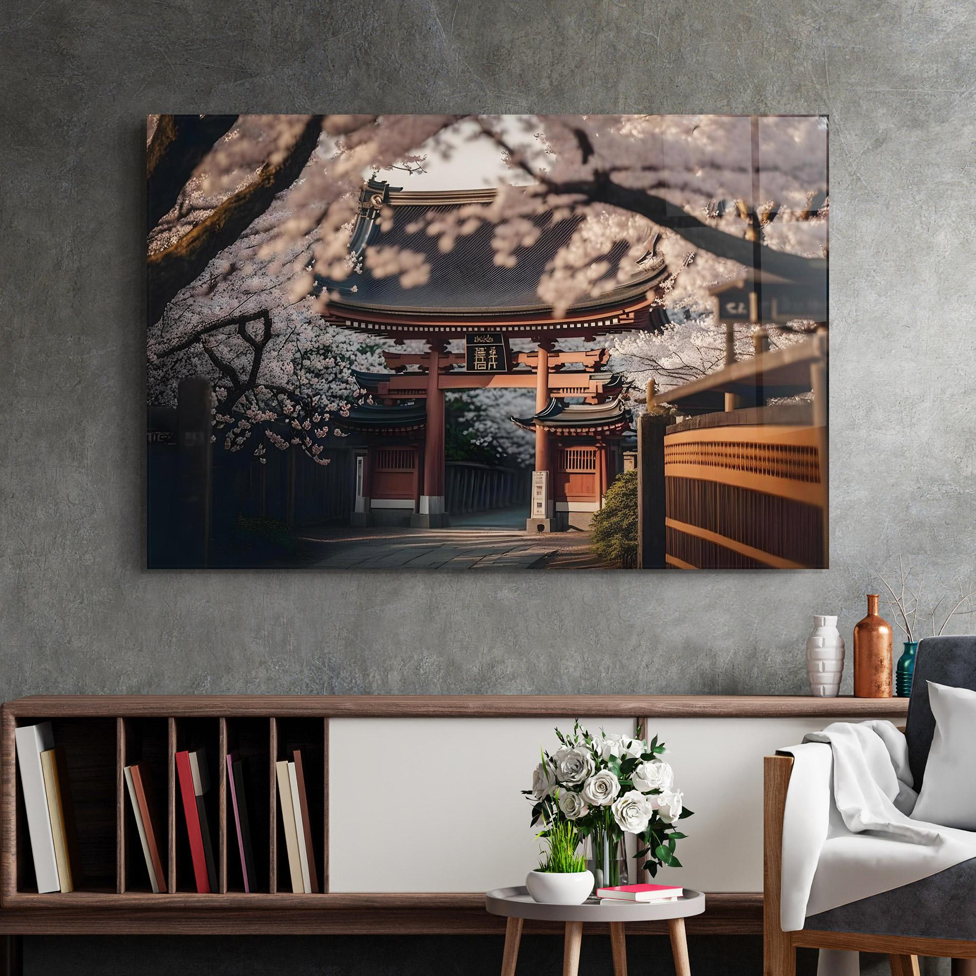 Стъклена картина Cherry Blossom Garden mockup 2