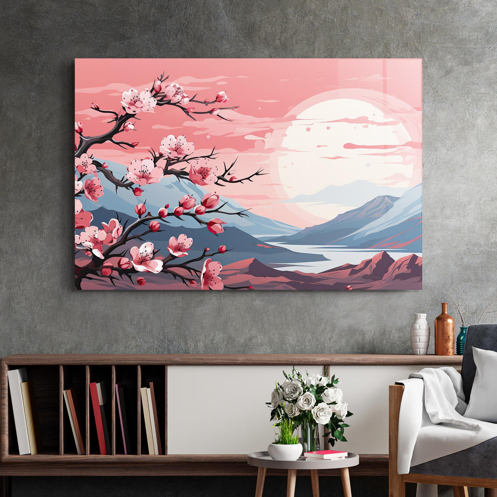 Стъклена картина Chinese Cherry Blossoms mockup 2