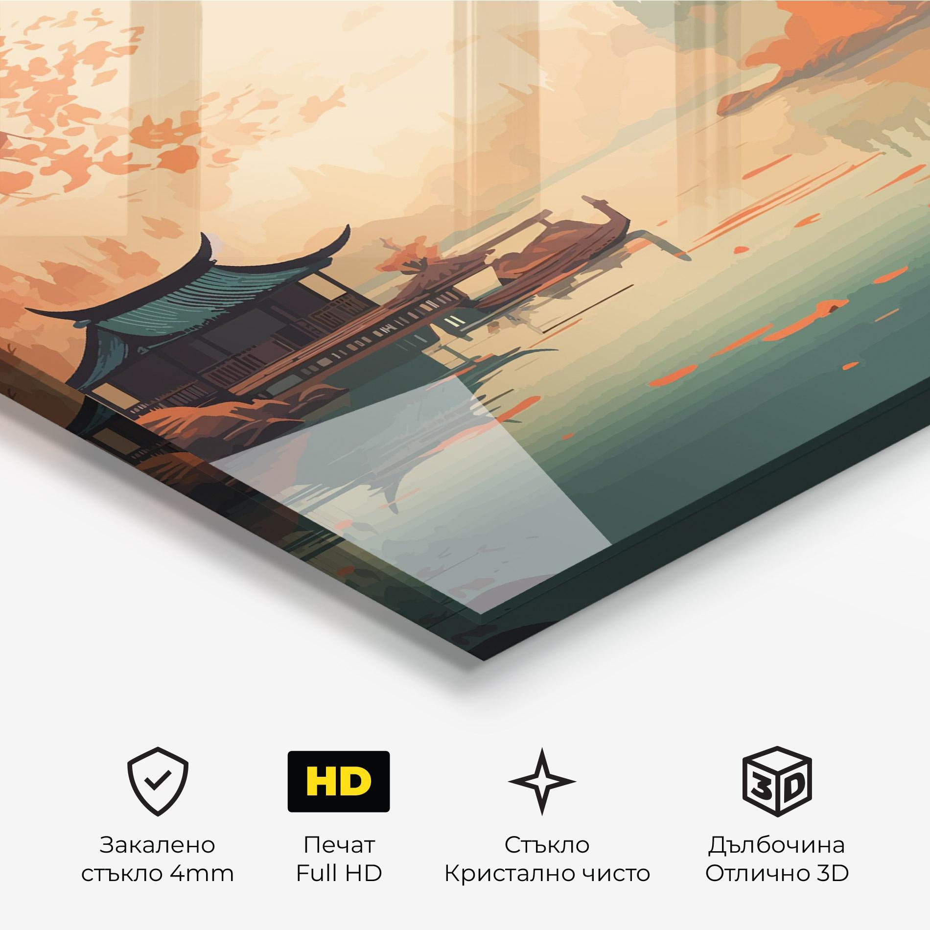 Стъклена картина Asiatic Lake mockup 3