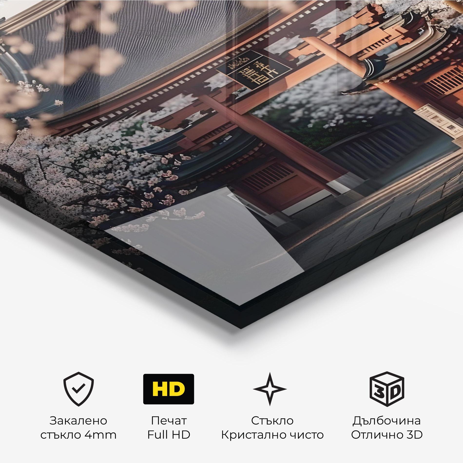 Стъклена картина Cherry Blossom Garden mockup 3