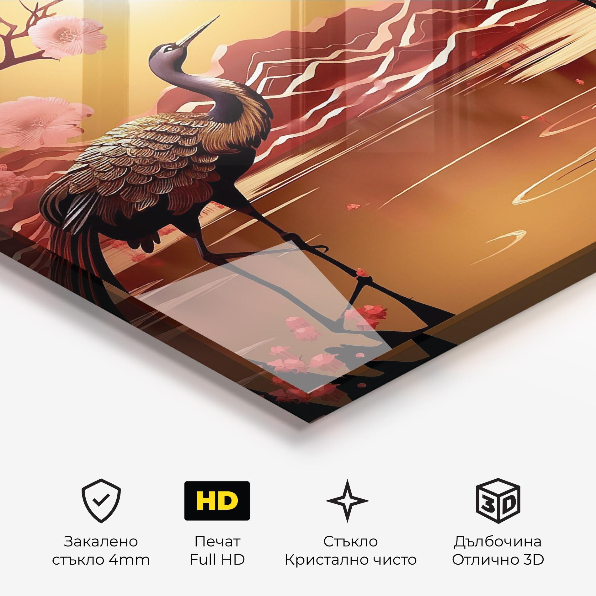 Стъклена картина Chinese Birds mockup 3