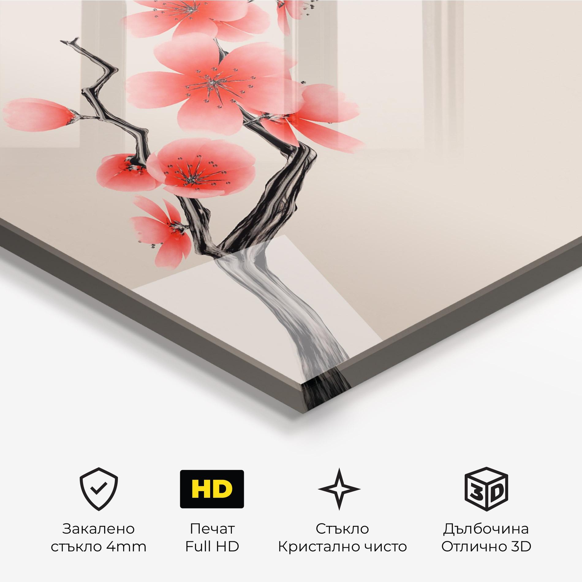 Стъклена картина Chinese Plum Blossom mockup 3