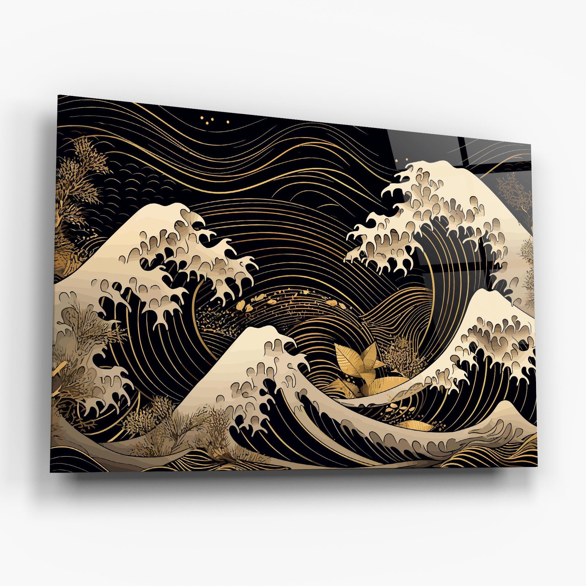 Стъклена картина Asiatic Gold Wave mockup 6