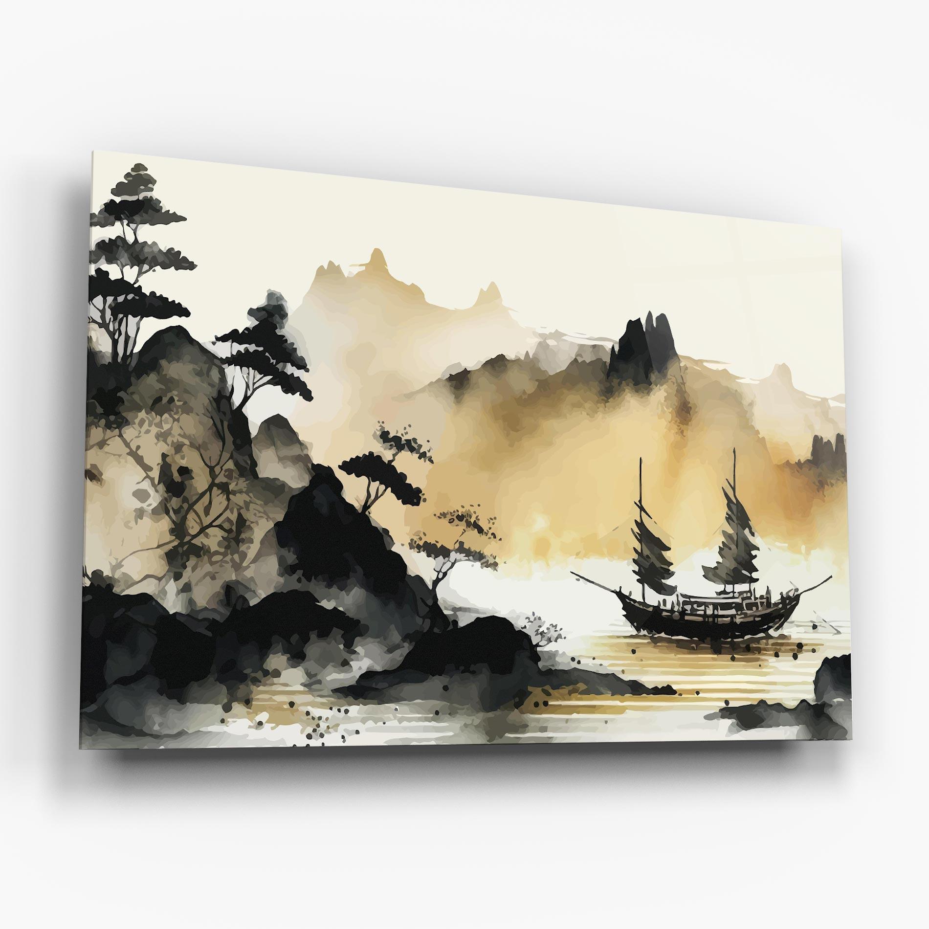 Стъклена картина Asiatic Grey Cream mockup 6