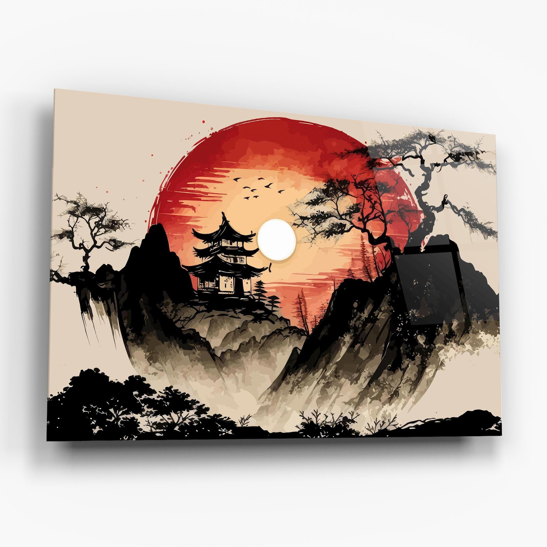 Стъклена картина Sunset Asian View mockup 6