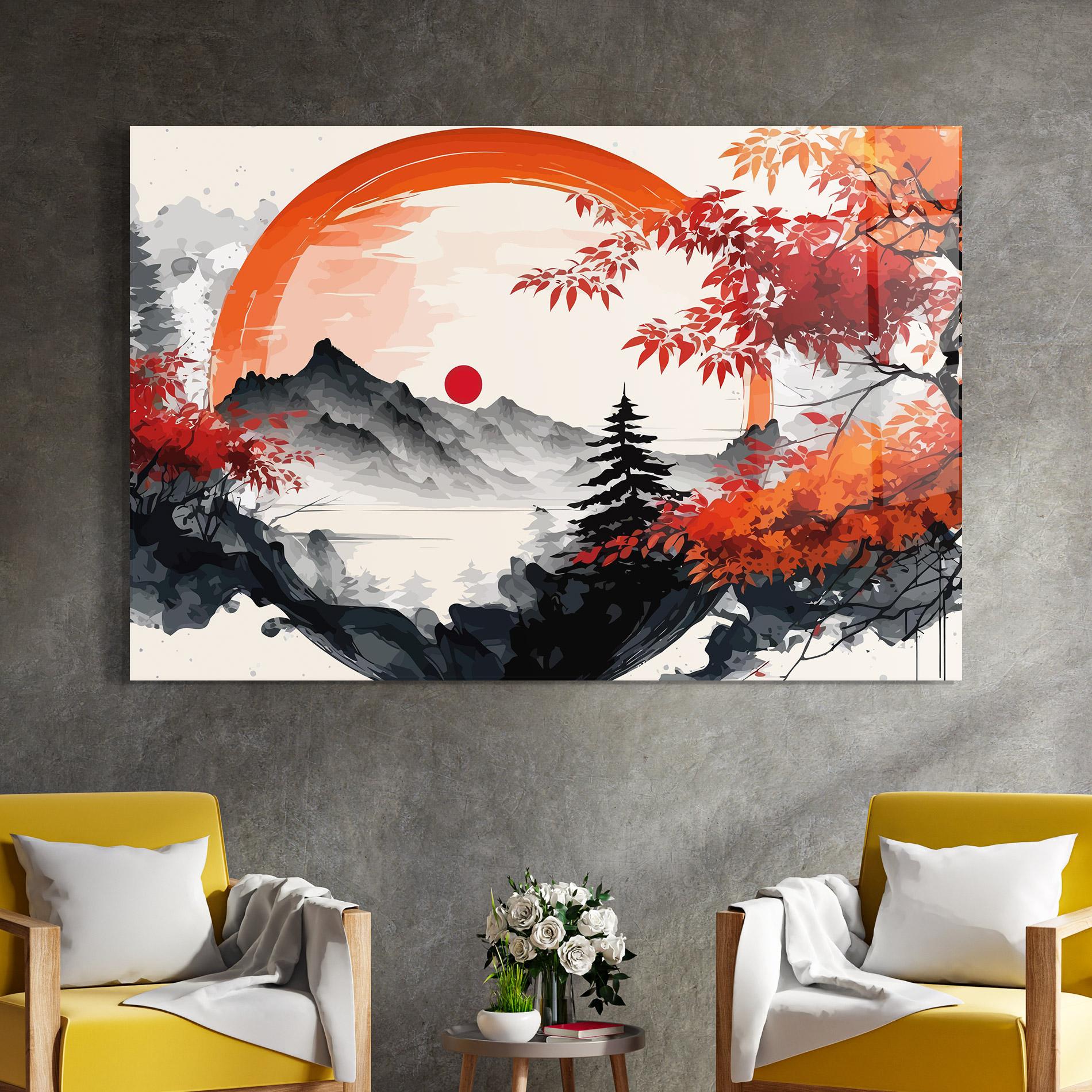 Стъклена картина Asiatic Grey Montain mockup 4