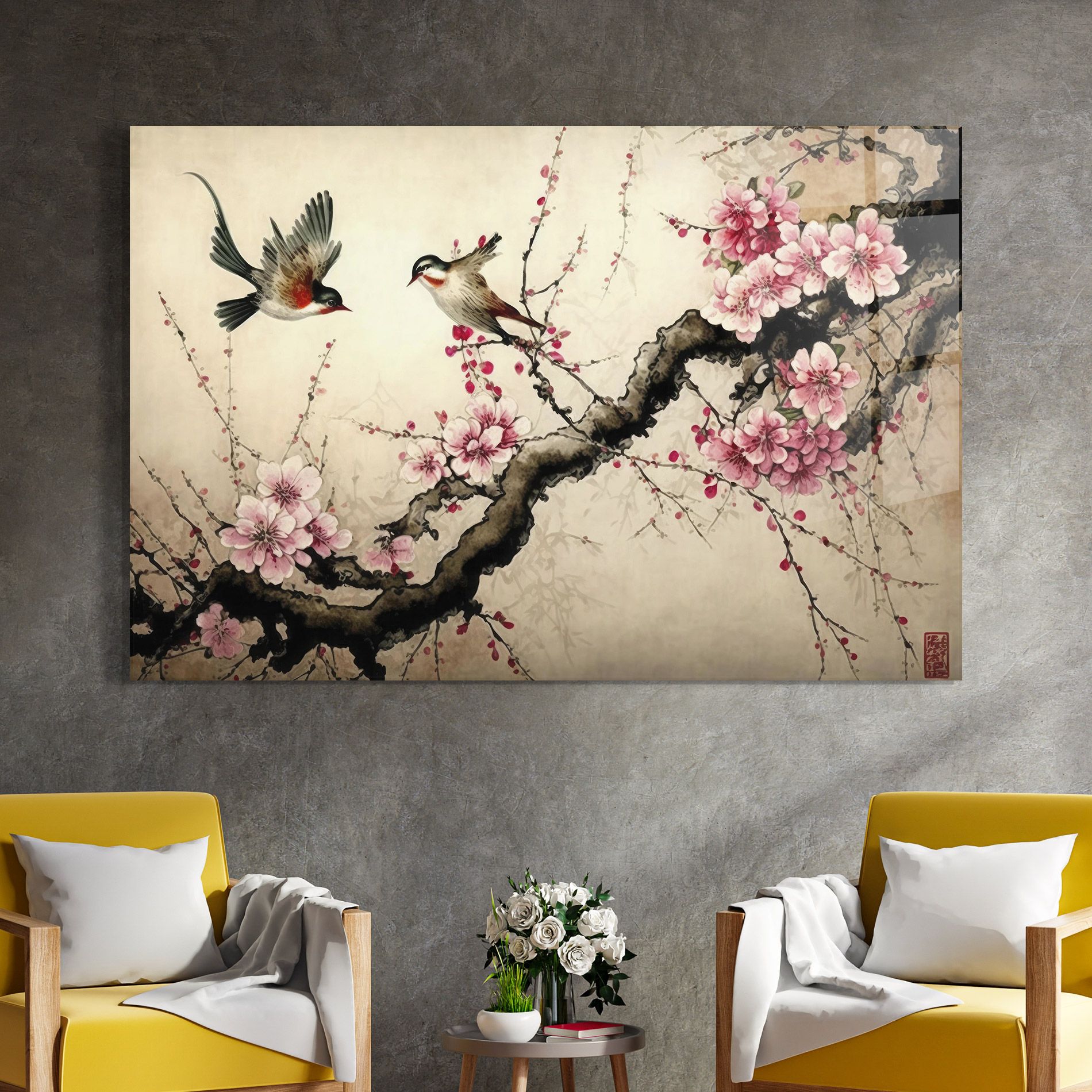 Cherry Blossom Birds mockup 4