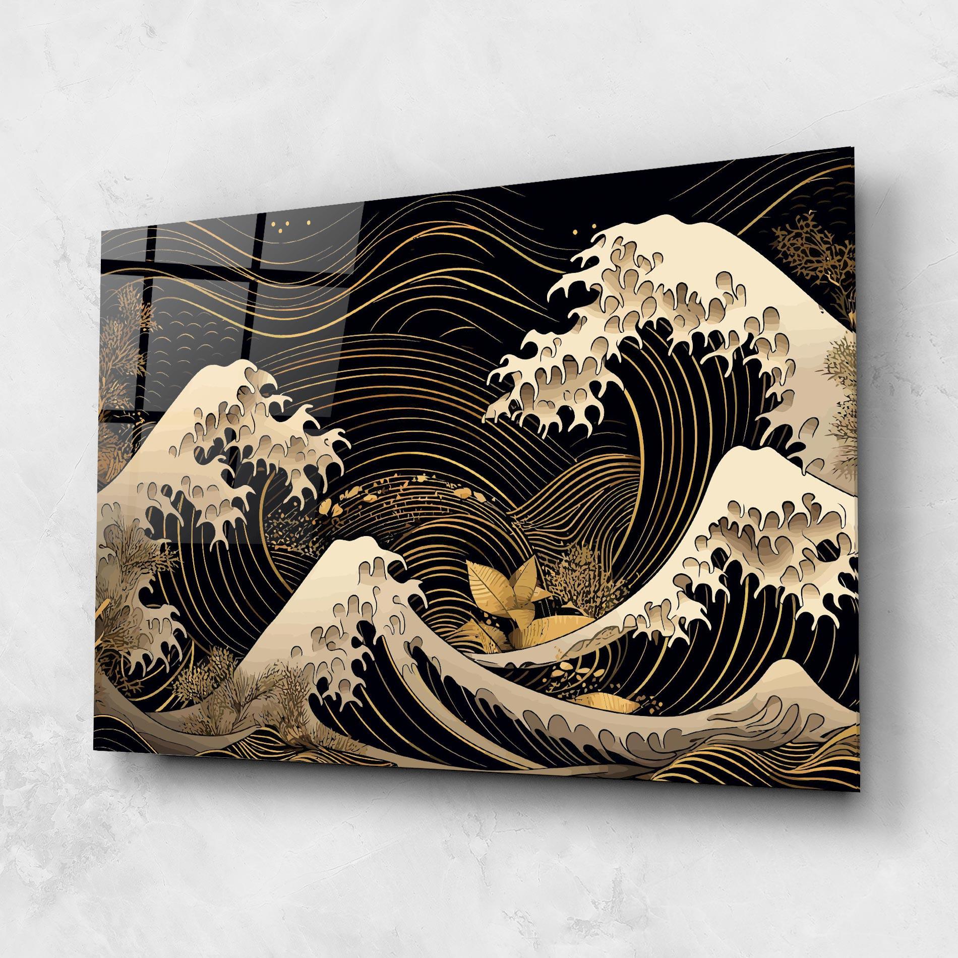 Стъклена картина Asiatic Gold Wave mockup 1