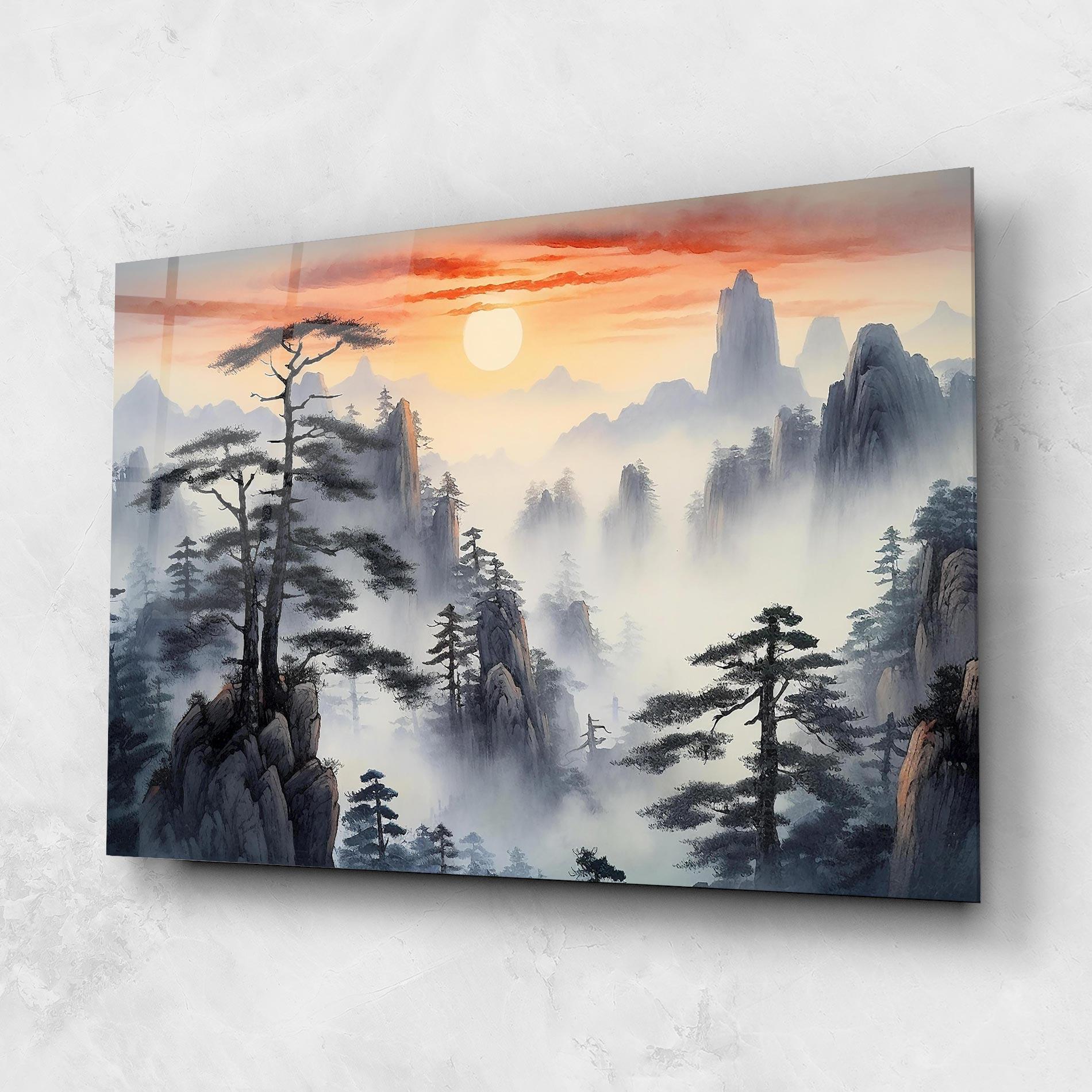 Стъклена картина Fog Trees mockup 1