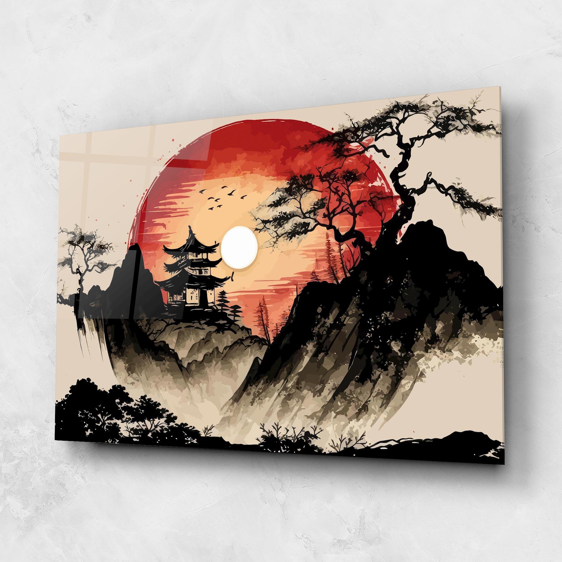 Стъклена картина Sunset Asian View mockup 1