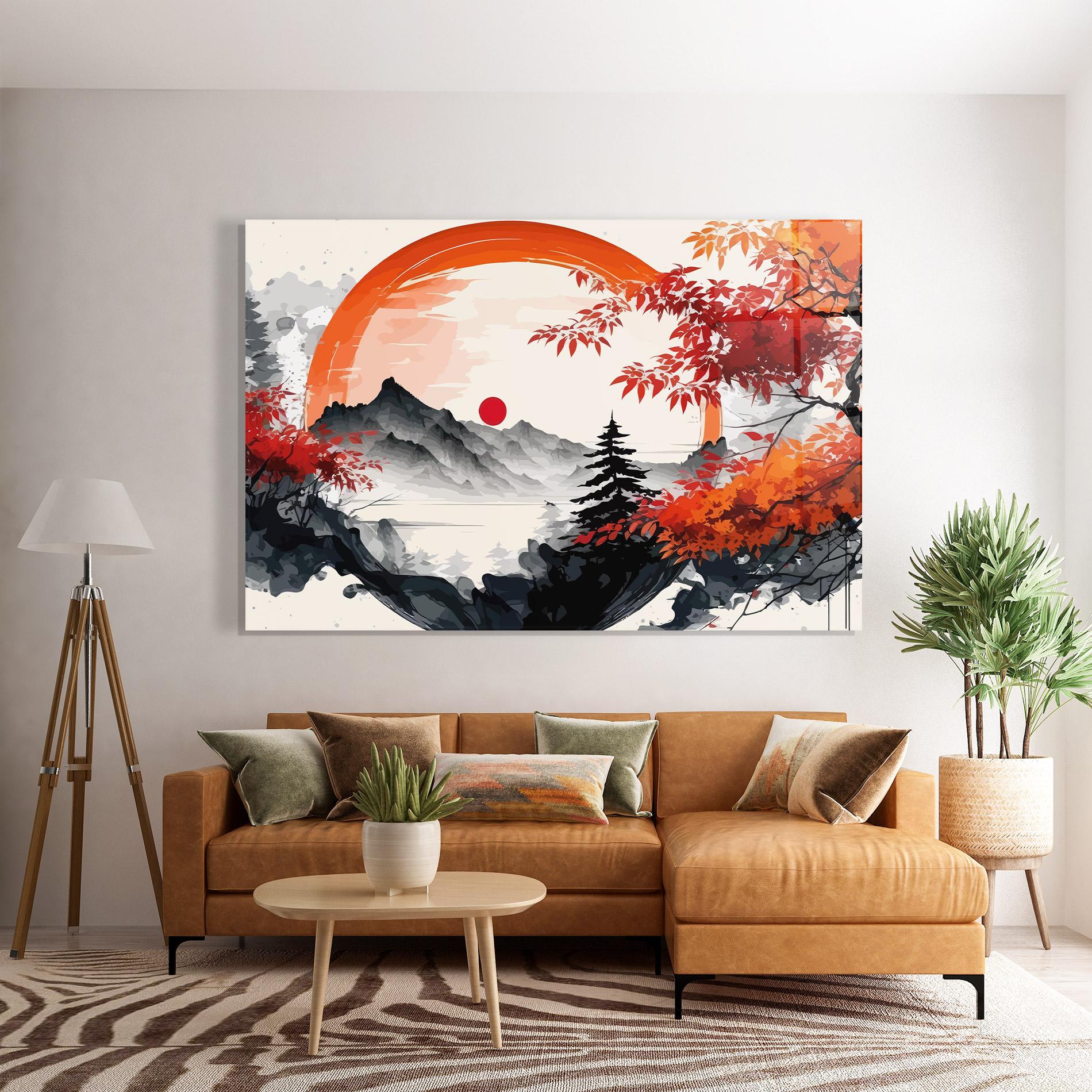 Стъклена картина Asiatic Grey Montain mockup 7