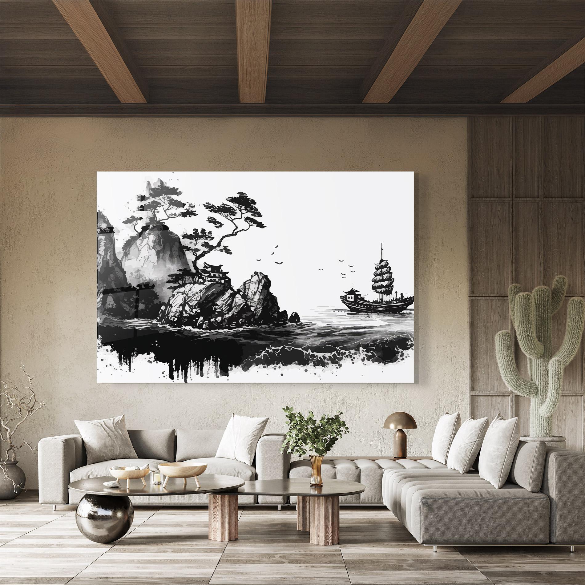 Стъклена картина Black Asian Mountain mockup 8