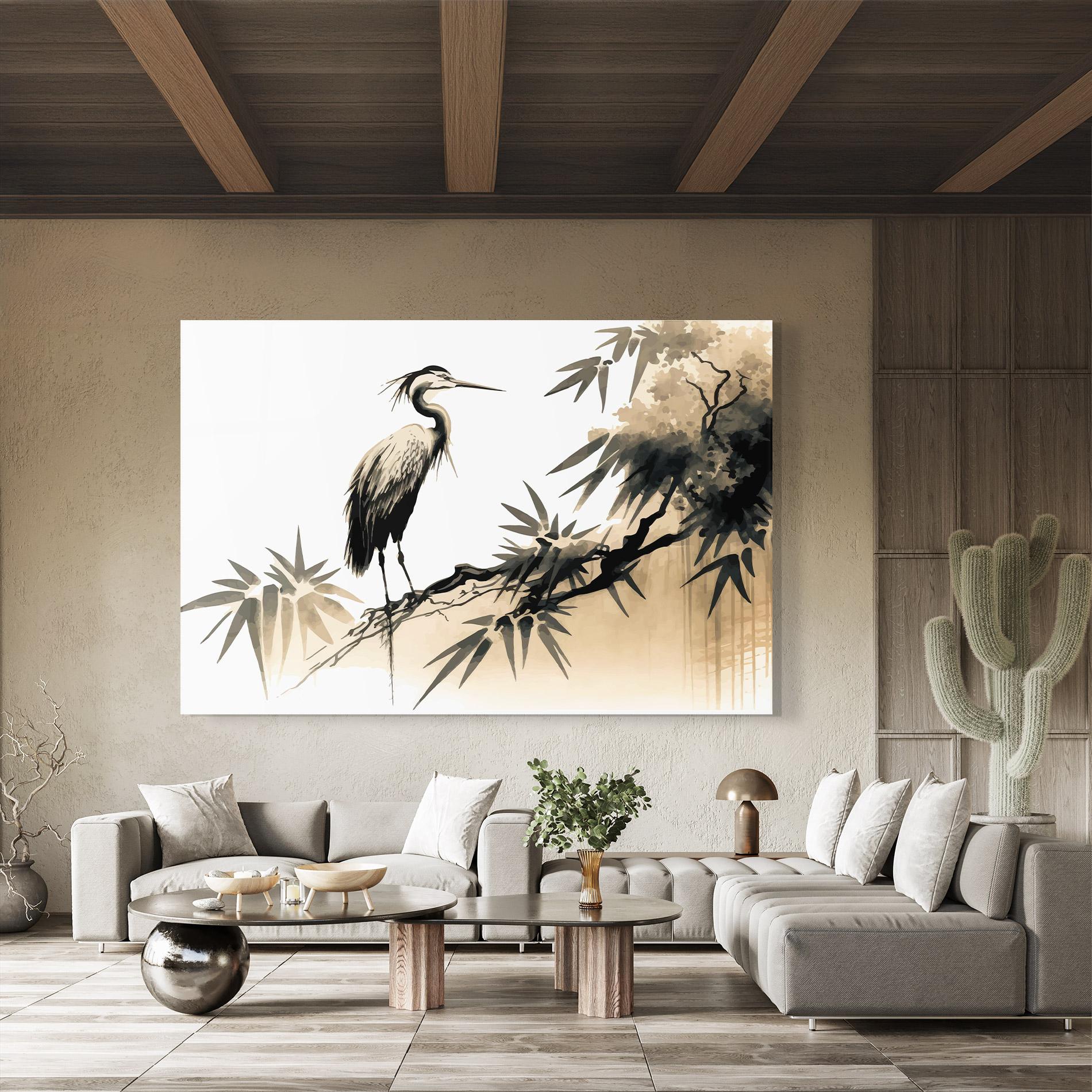 Стъклена картина Black Cream Bird Art mockup 8
