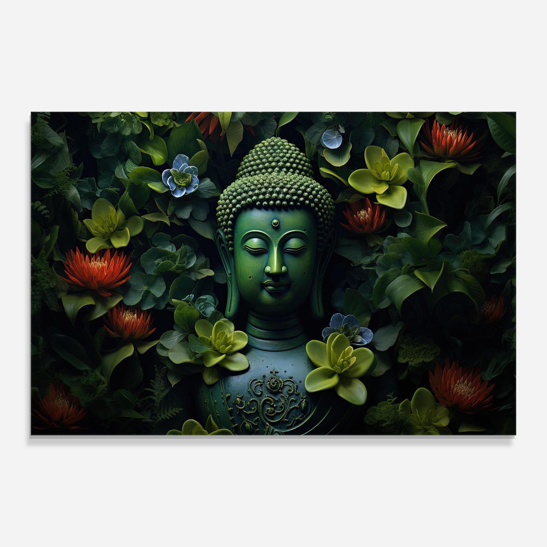 Стъклена картина Blue Light Buddha mockup 0