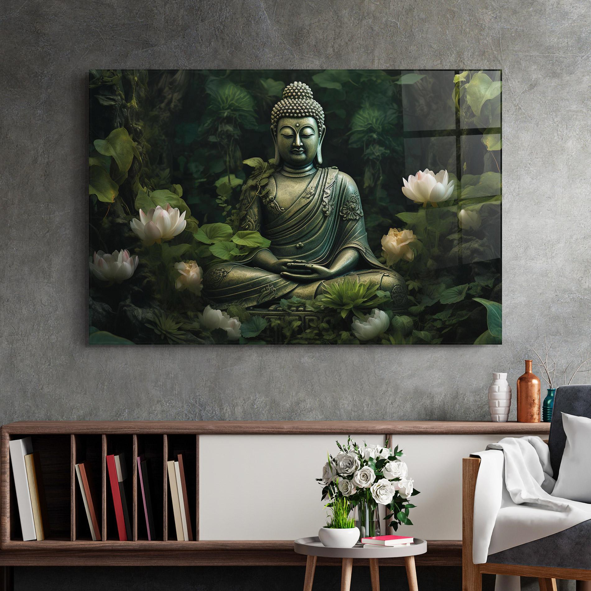 Стъклена картина Buddha Lotus Flower mockup 2